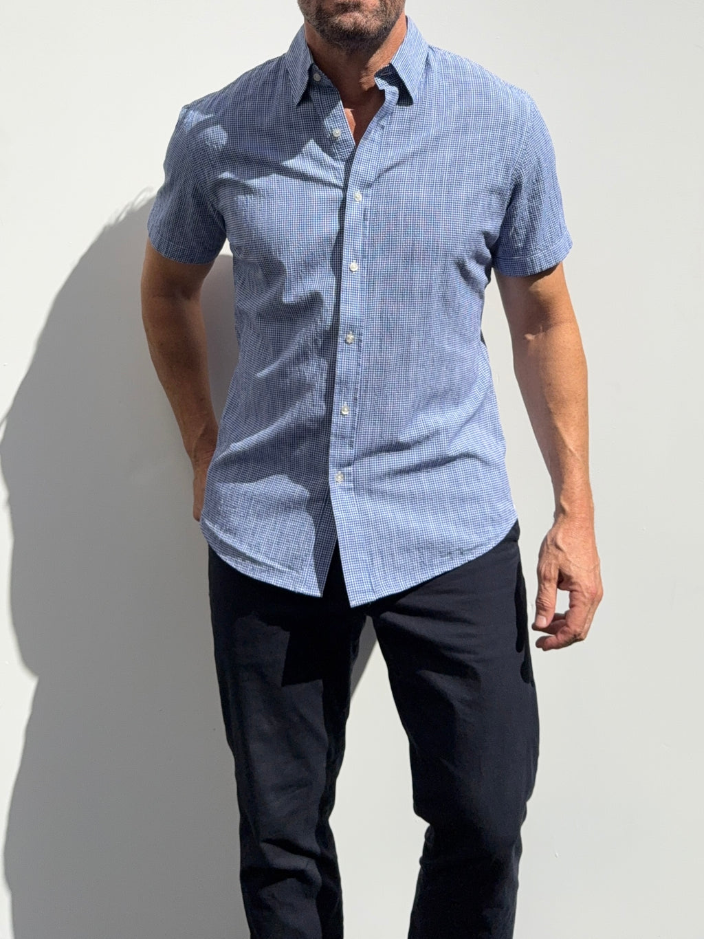 Mini-Gingham Seersucker - Navy