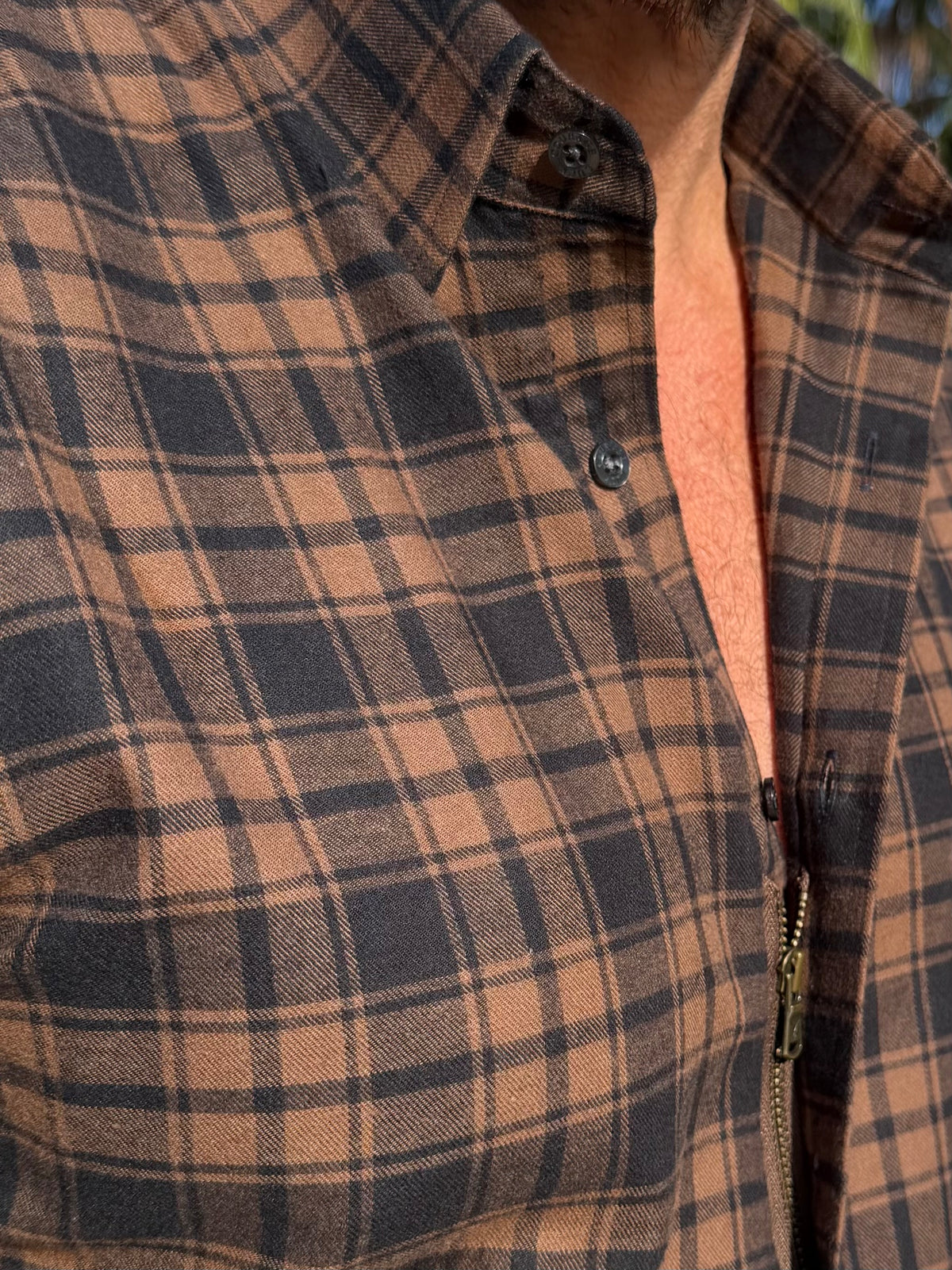 Dress Flannel - Brown & Navy Plaid