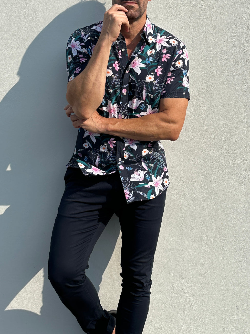 Lily Floral Party Shirt - Navy