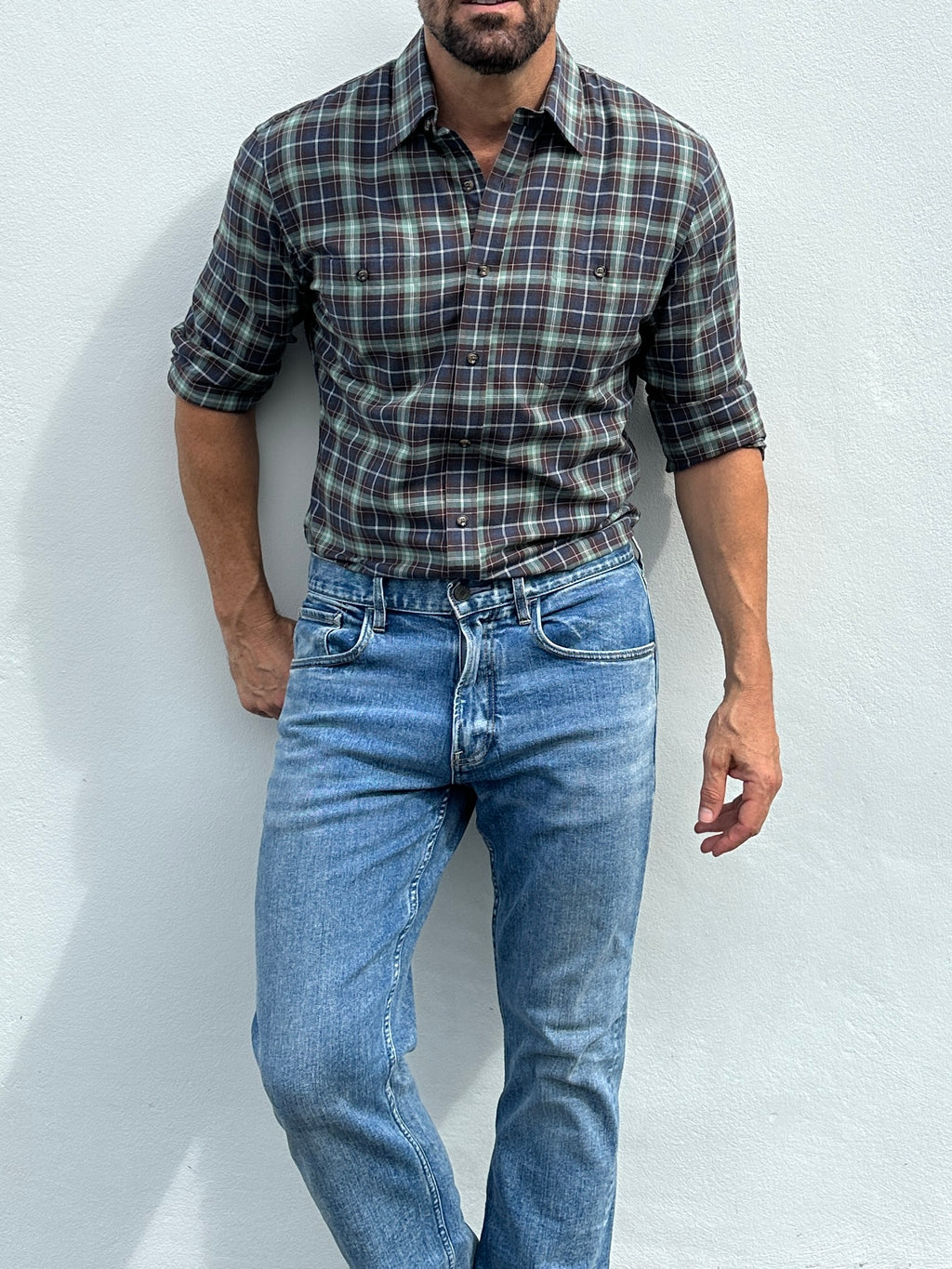 Sage, Blue & Brown Flannel - Sage Blue Brown