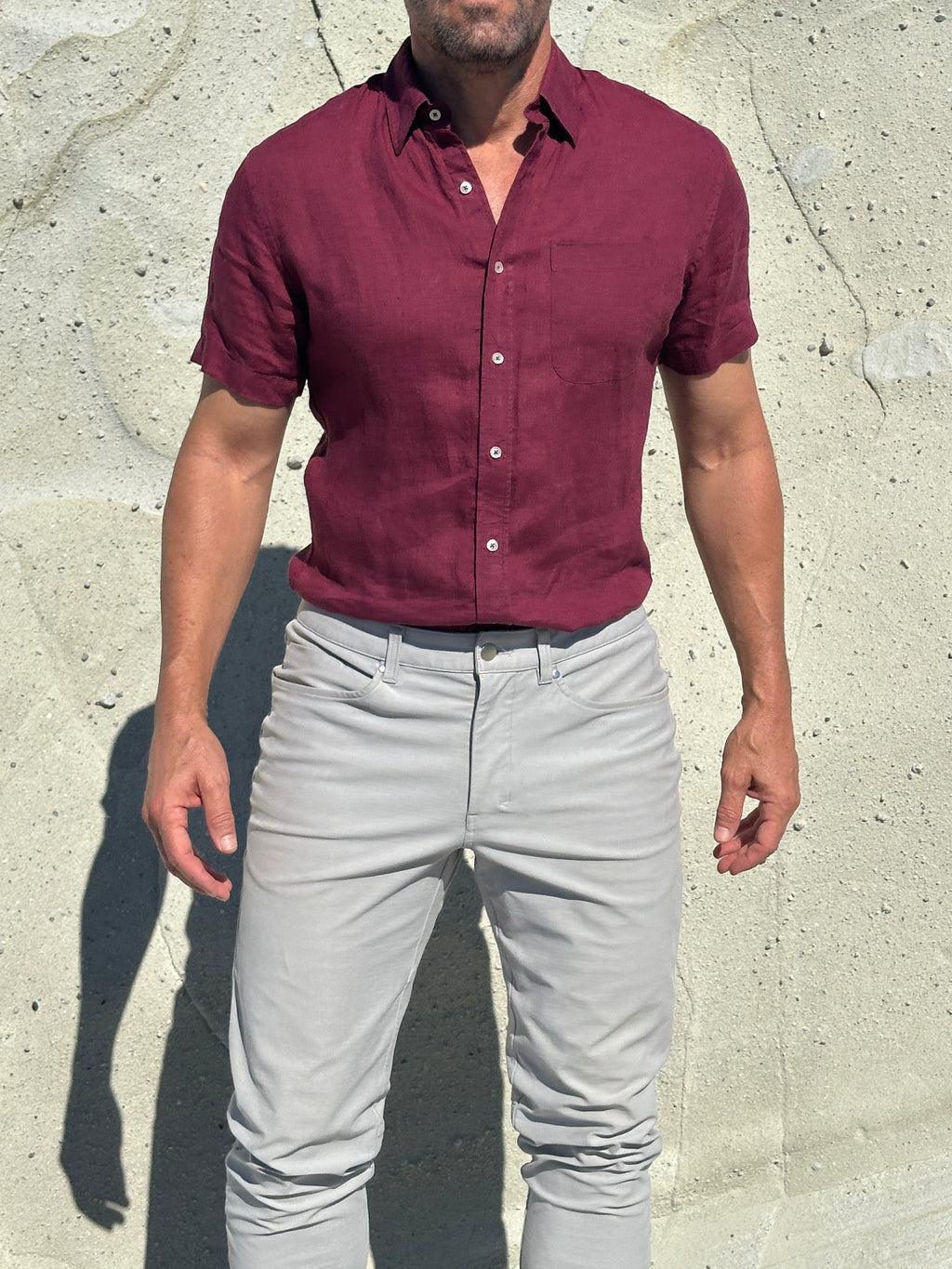 Short Sleeve 1-Pocket Linen - Sour Cherry