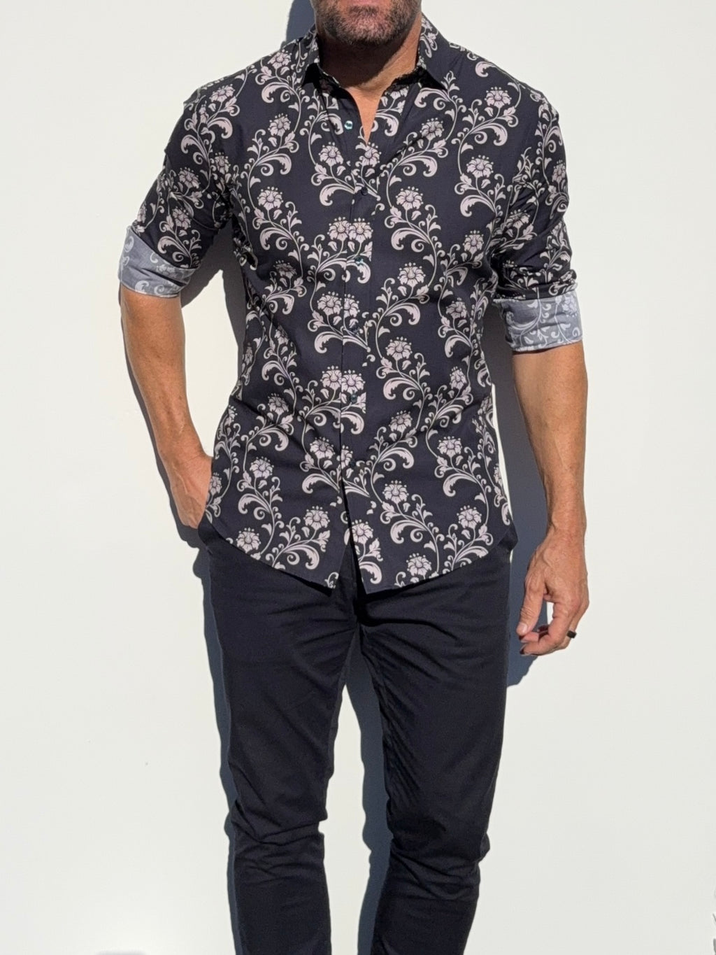 Ornamental Flowers on Navy - Ornamental Flowers