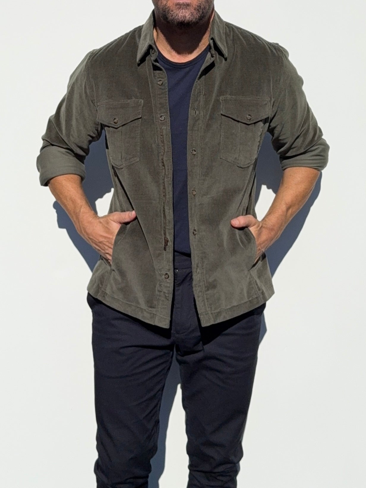 The Urban Legend Shirt Jacket in Corduroy - Dark Sage