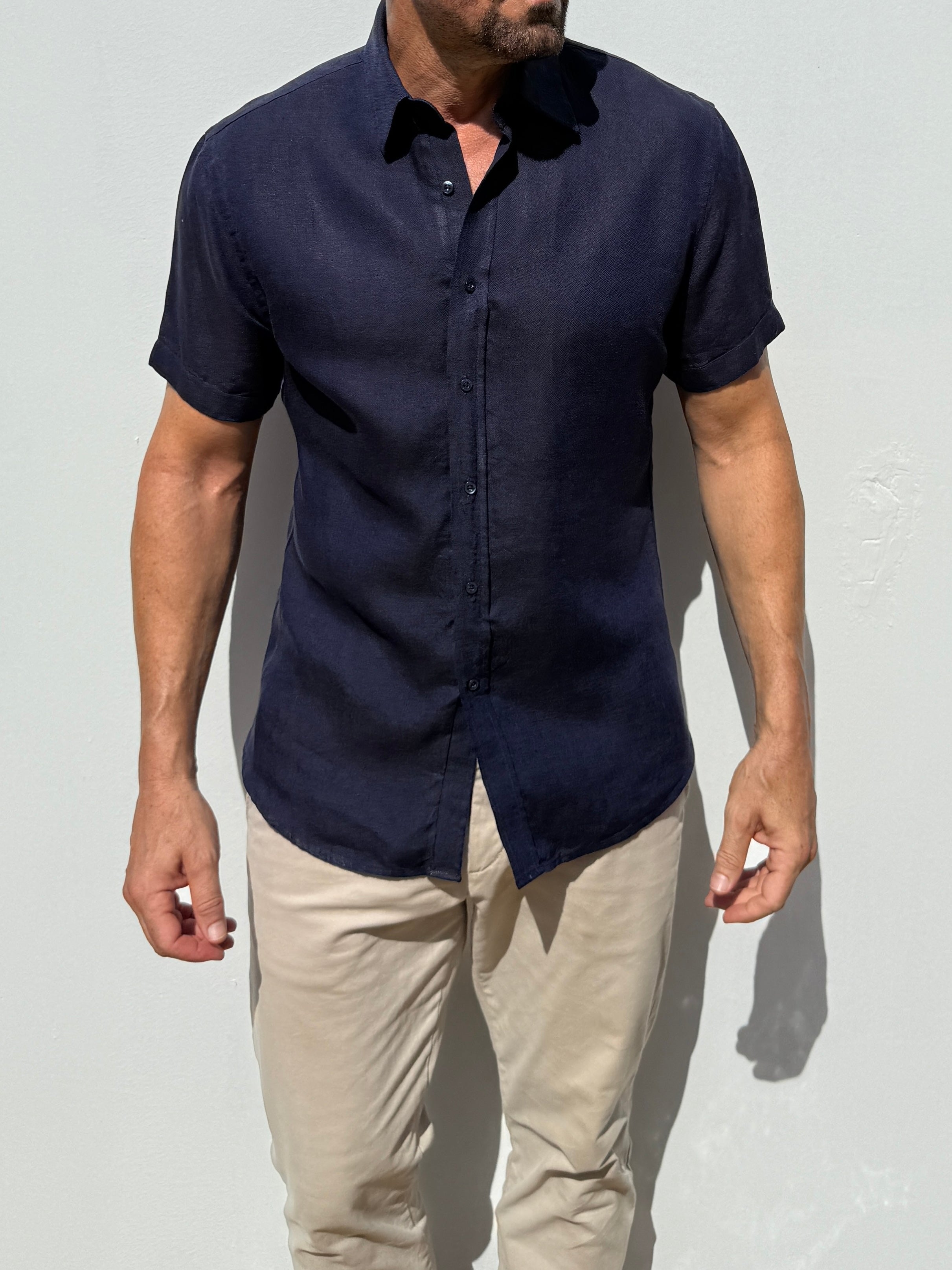 Short Sleeve Robust Linen - Midnight