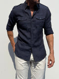 The Raider Shirt in Linen - Dark Navy