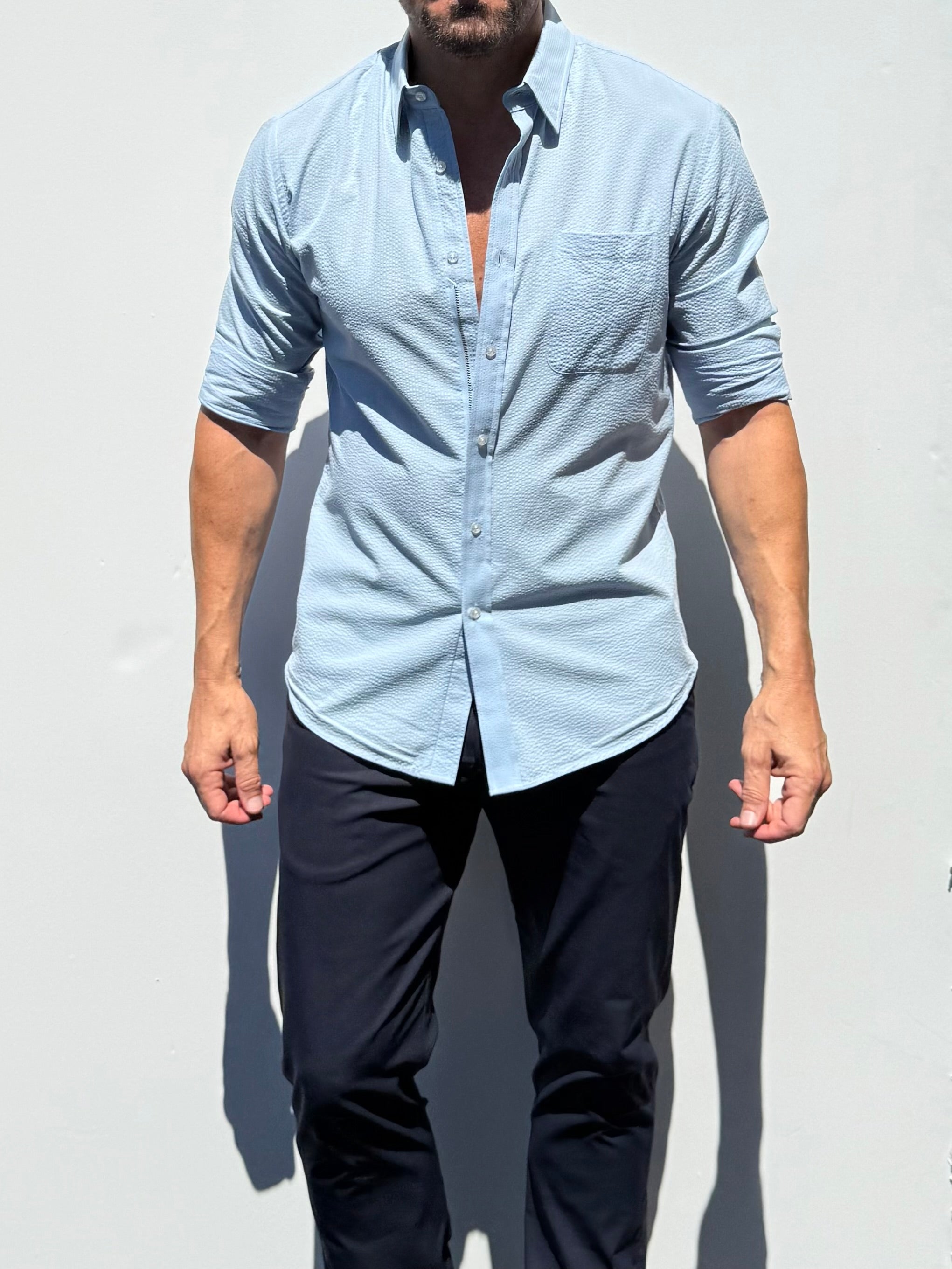 1-Pocket Seersucker - Light Blue- Small Batch #693