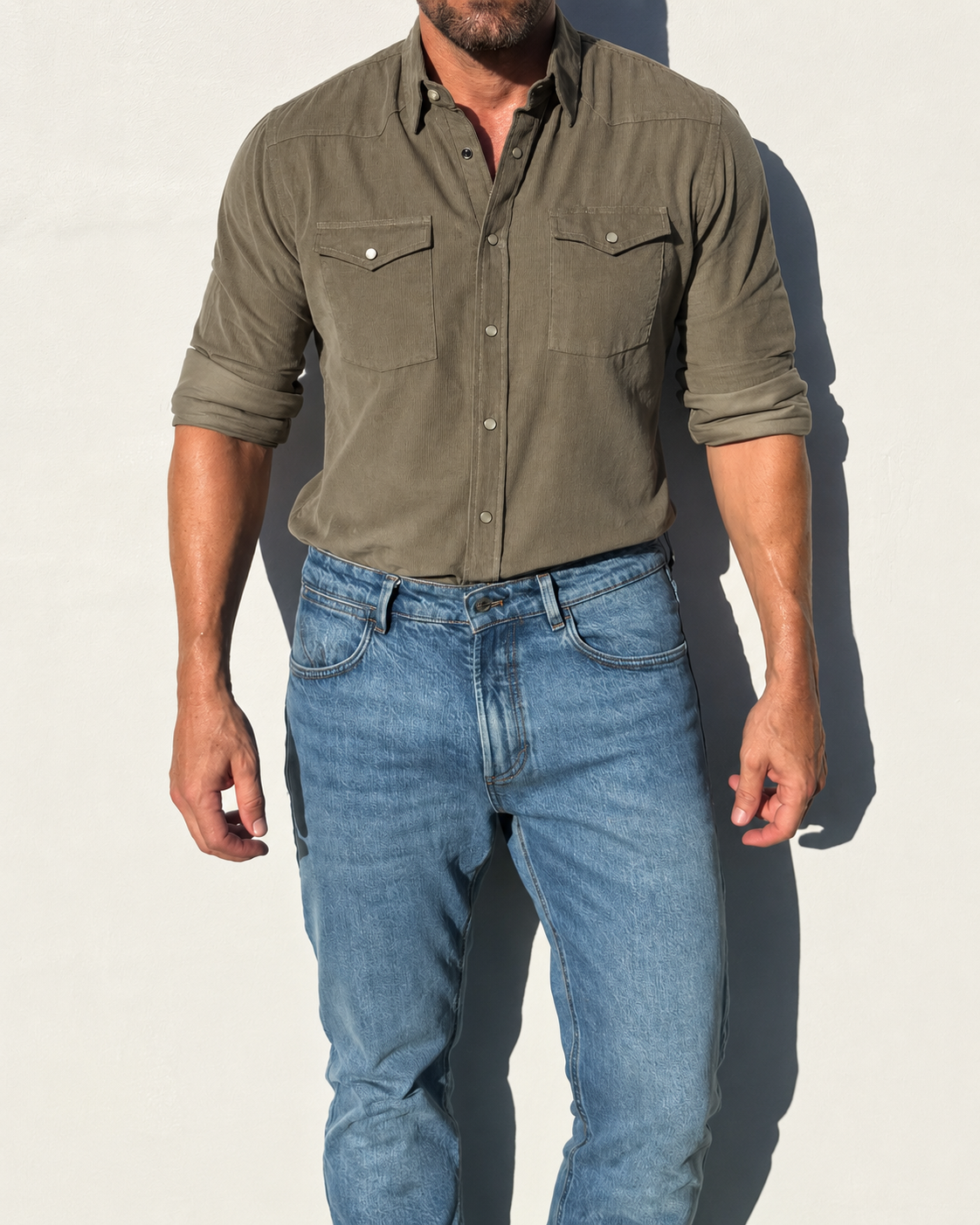 The Corduroy Western - Army Green