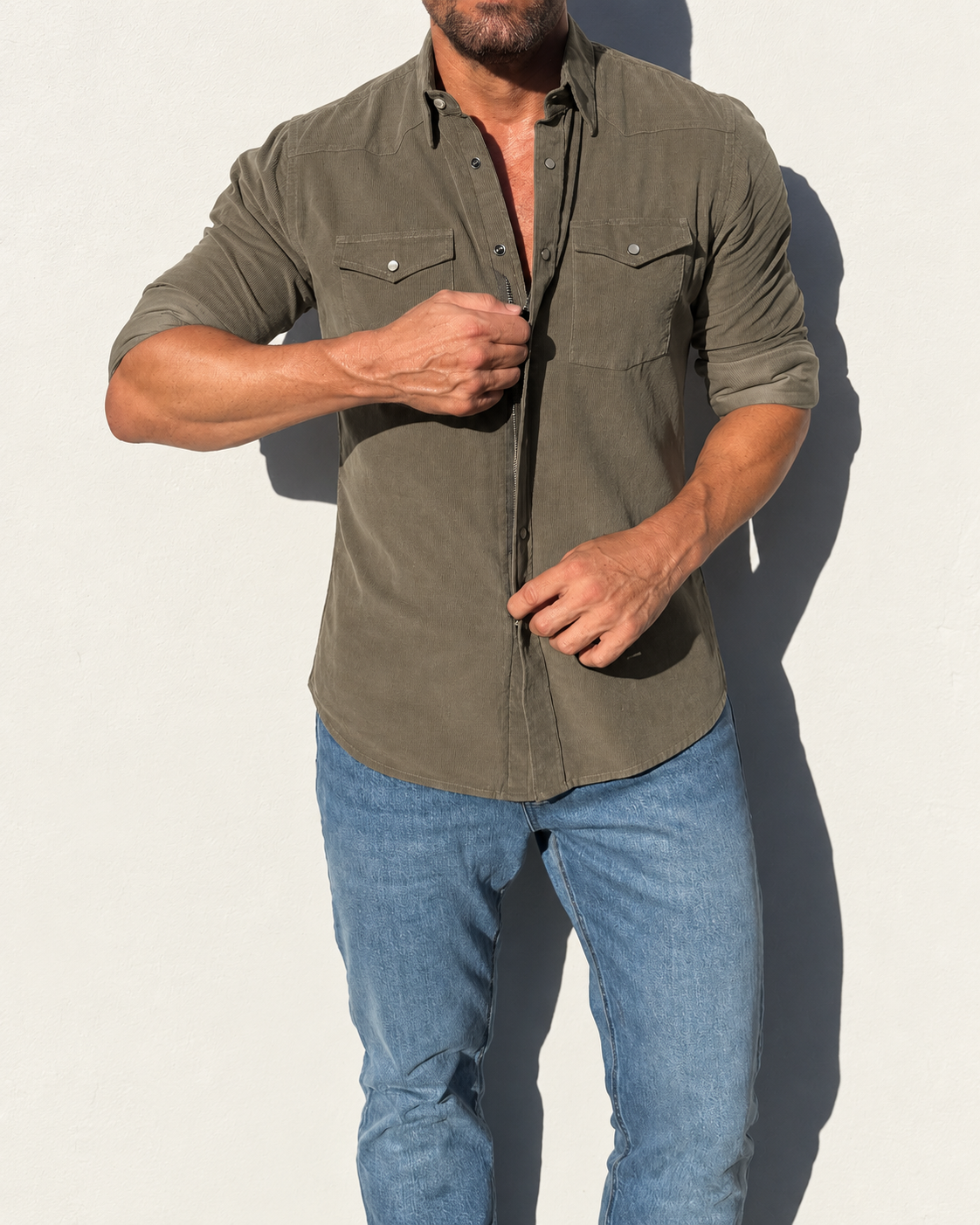 The Corduroy Western - Army Green