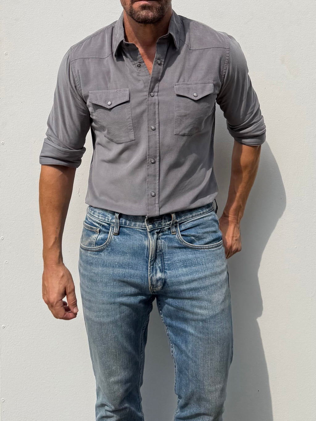 The Corduroy Western - Gunmetal Gray