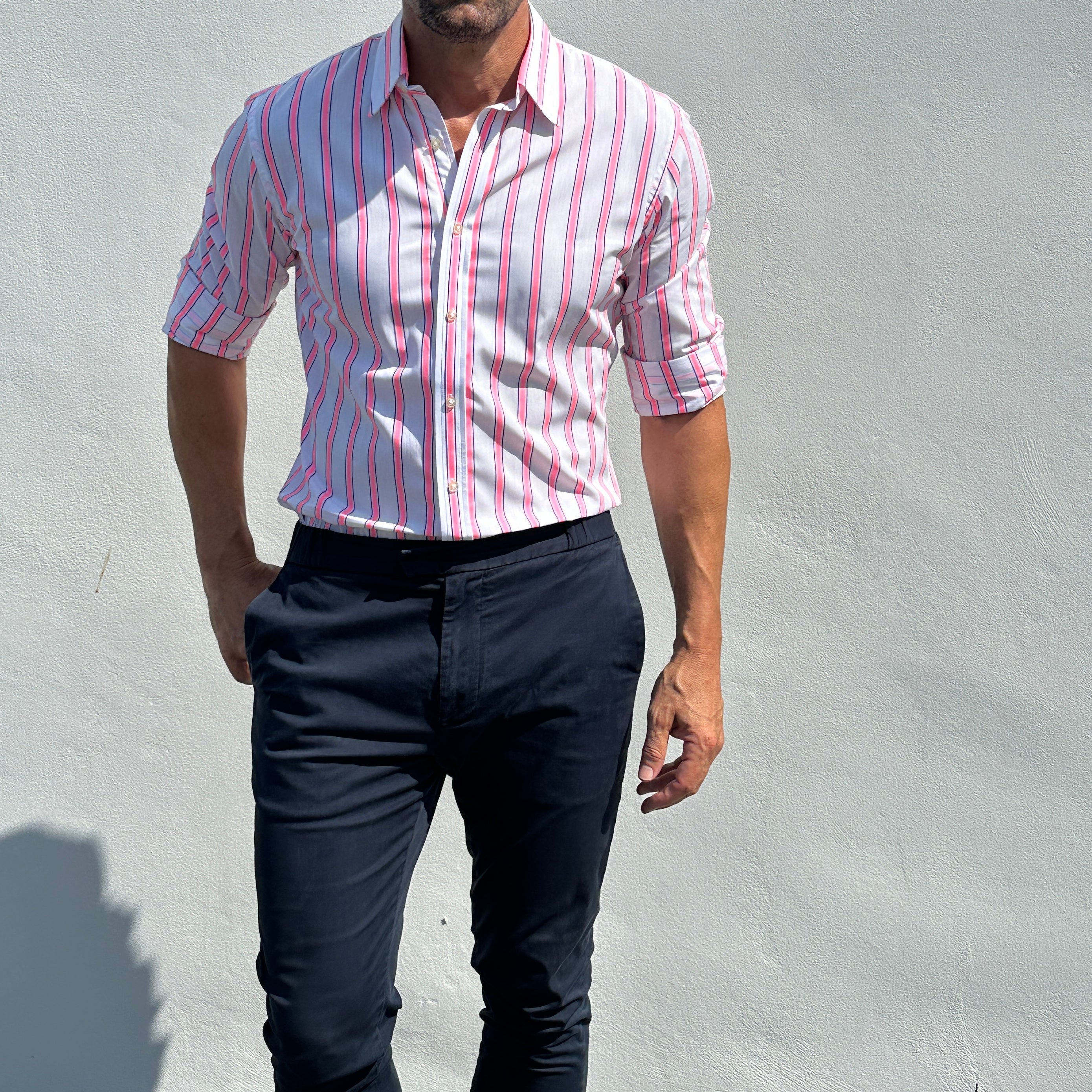 Neon Pink & Blue Stripe - Neon Pink & Blue Stripe
