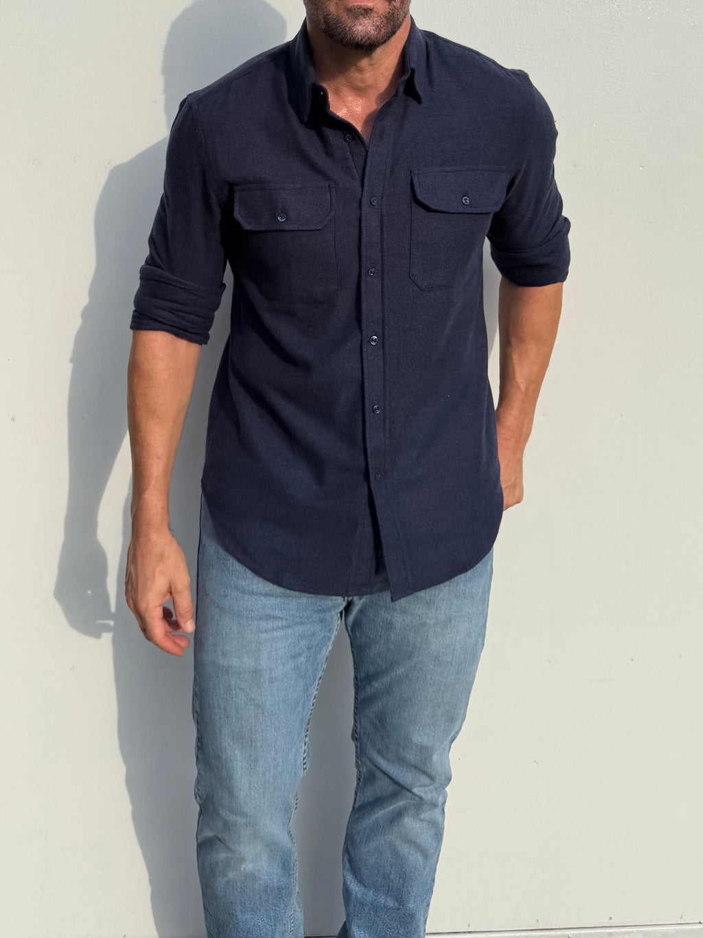 The Utility Shirt in Twill Flannel - Navy