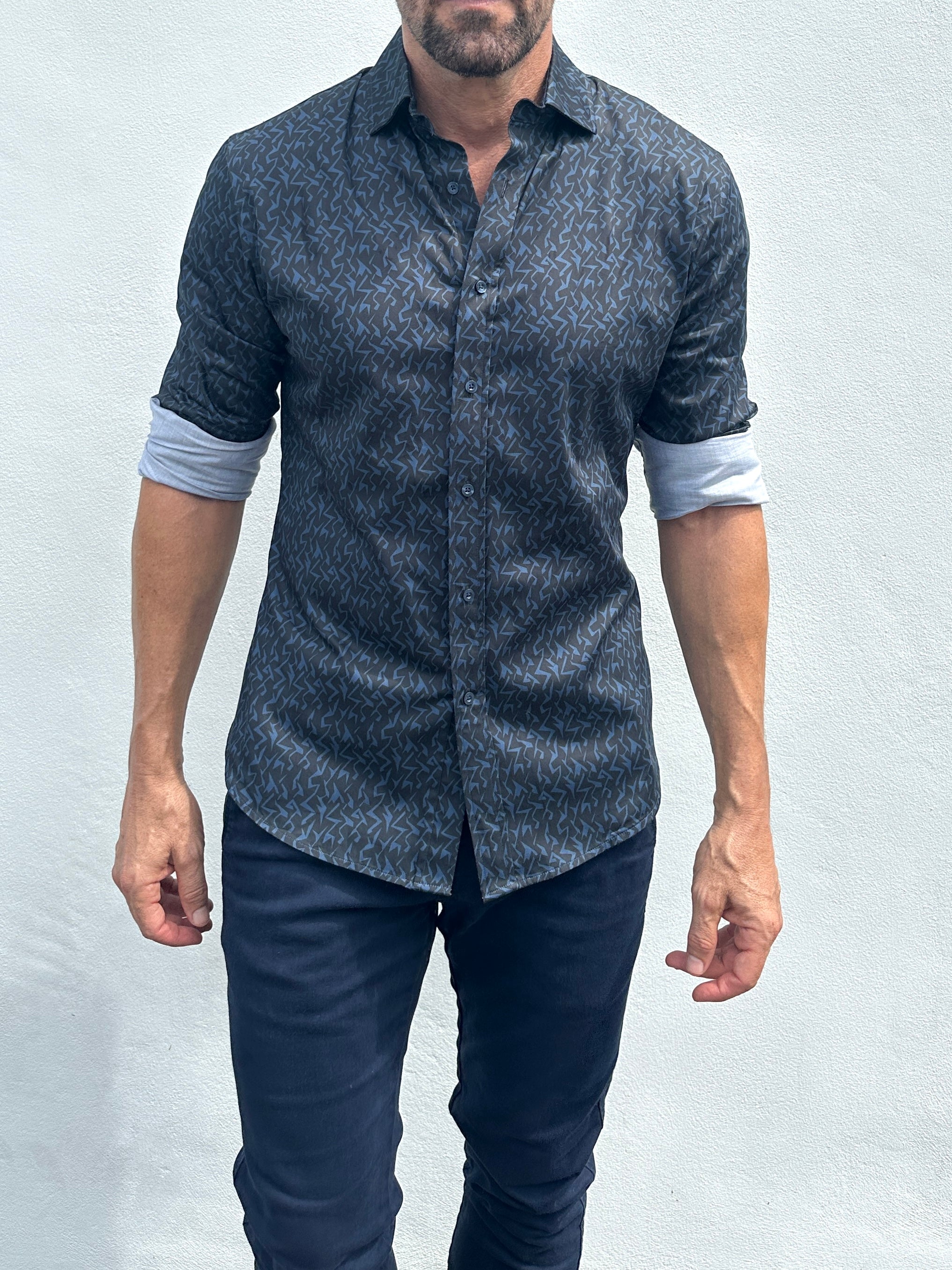 Midnight Lightning Party Shirt - Navy/Blue