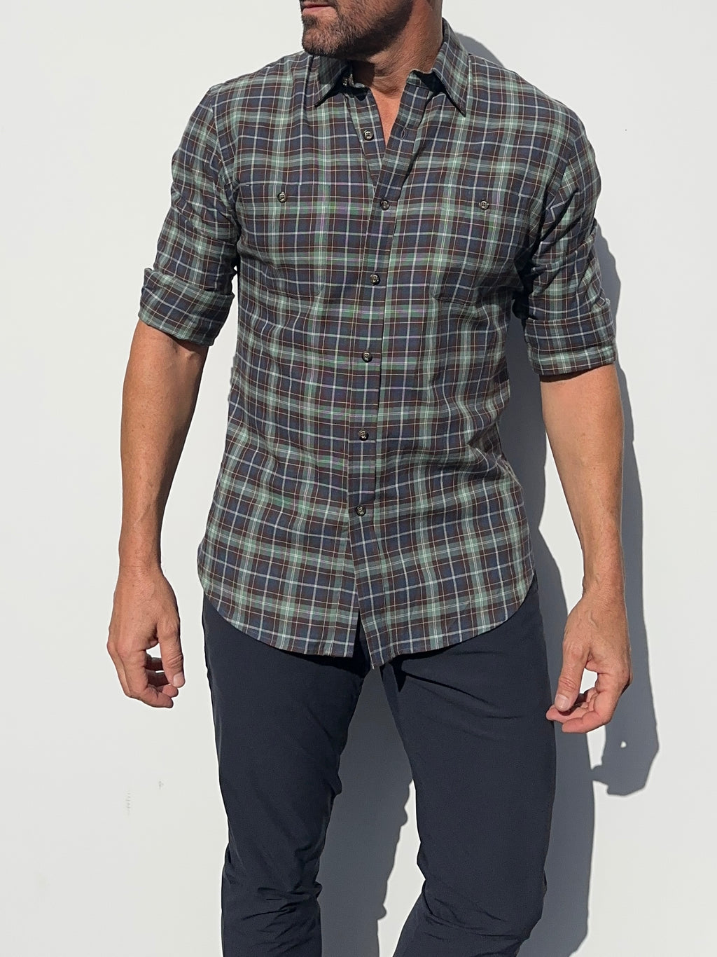 Sage, Blue & Brown Flannel - Sage Blue Brown