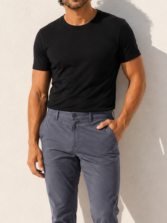Crewneck T-shirt in Tedra™ Light - Black