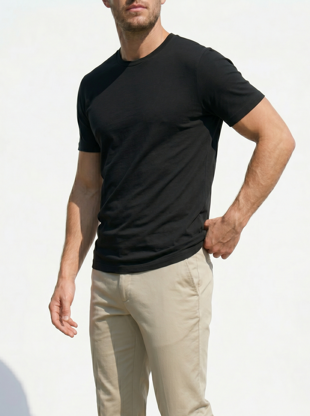 Crewneck T-shirt in Tedra™ - Black