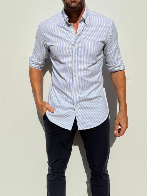 The Striped OCBD - Light Blue Pinstripe