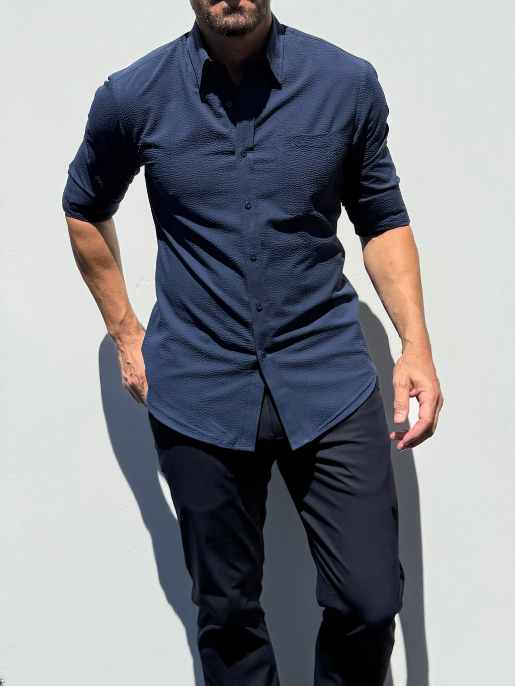 1-Pocket Seersucker - Navy- Small Batch #694