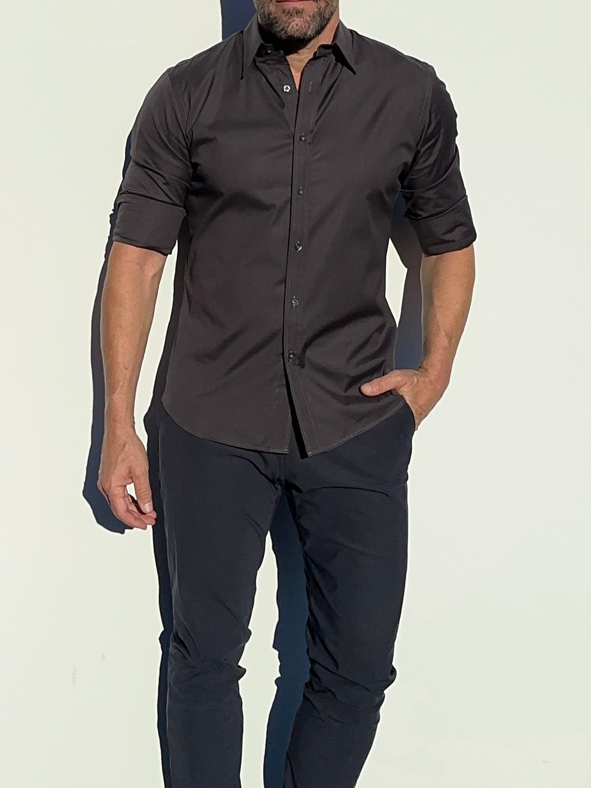 Incognito Stretch Poplin - Charcoal
