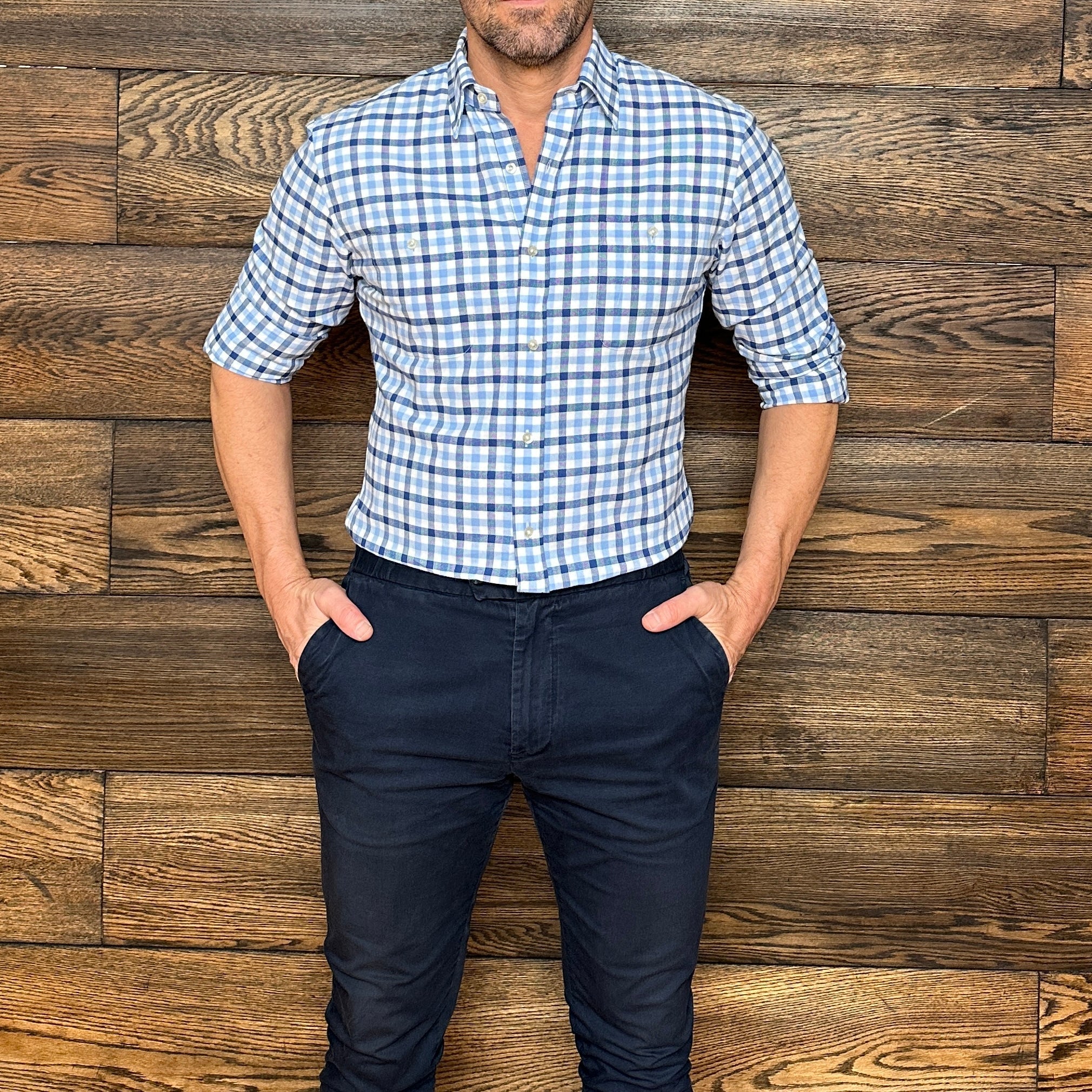 Navy, Pink & White Plaid Flannel - LB & Blue Navy Plaid