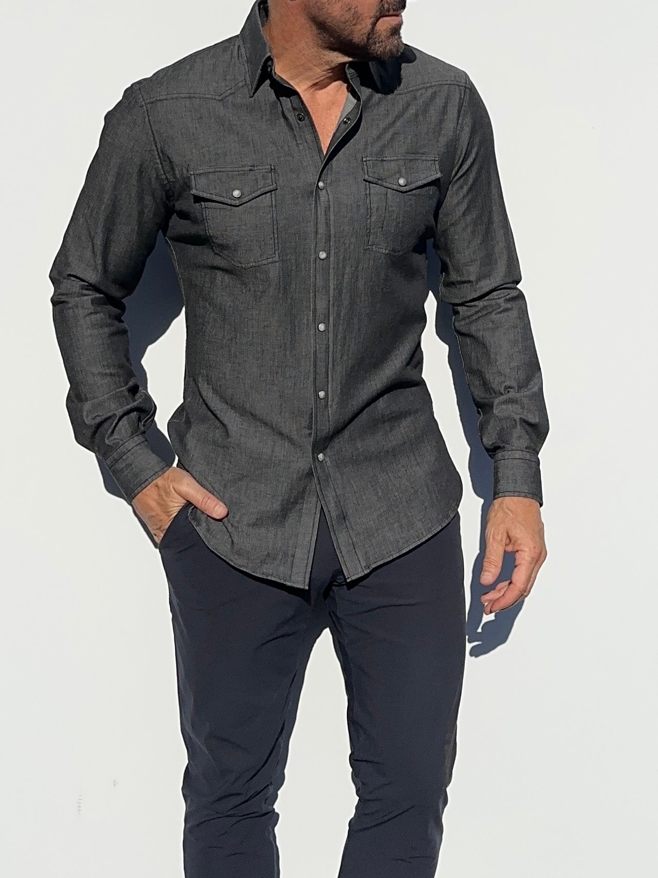 The Stretch Denim Western - Small Batch #292 Charcoal Denim