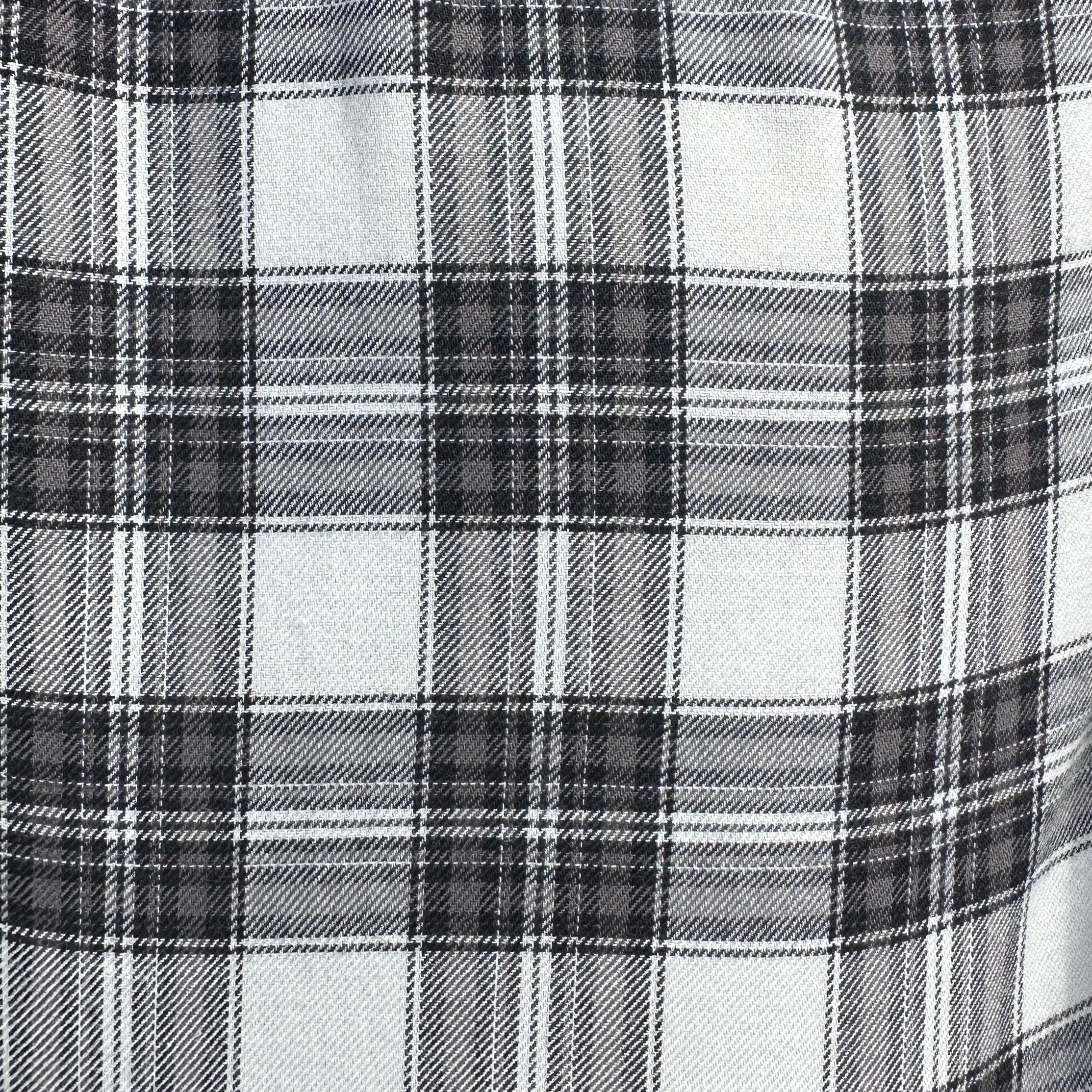 White, Black & Brown Plaid Flannel - White Black & Brown