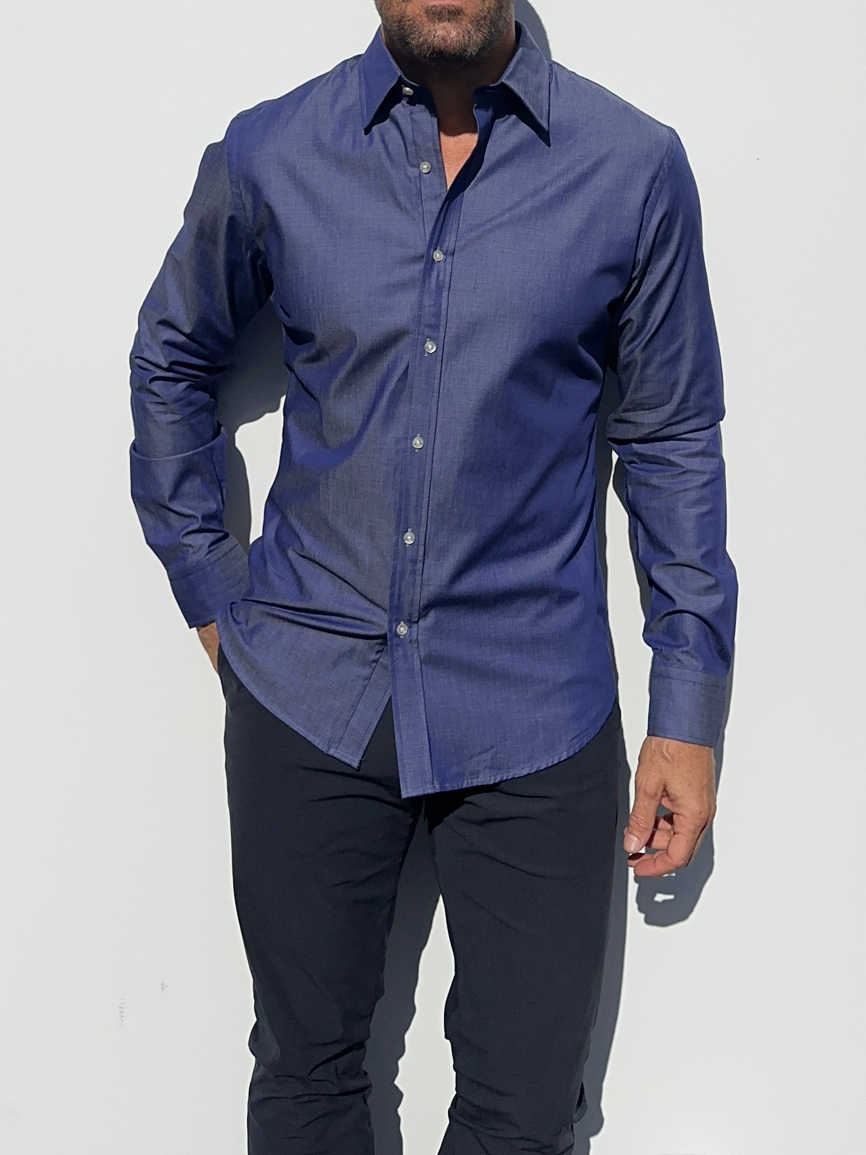 Dark Indigo Stretch Twill - Indigo