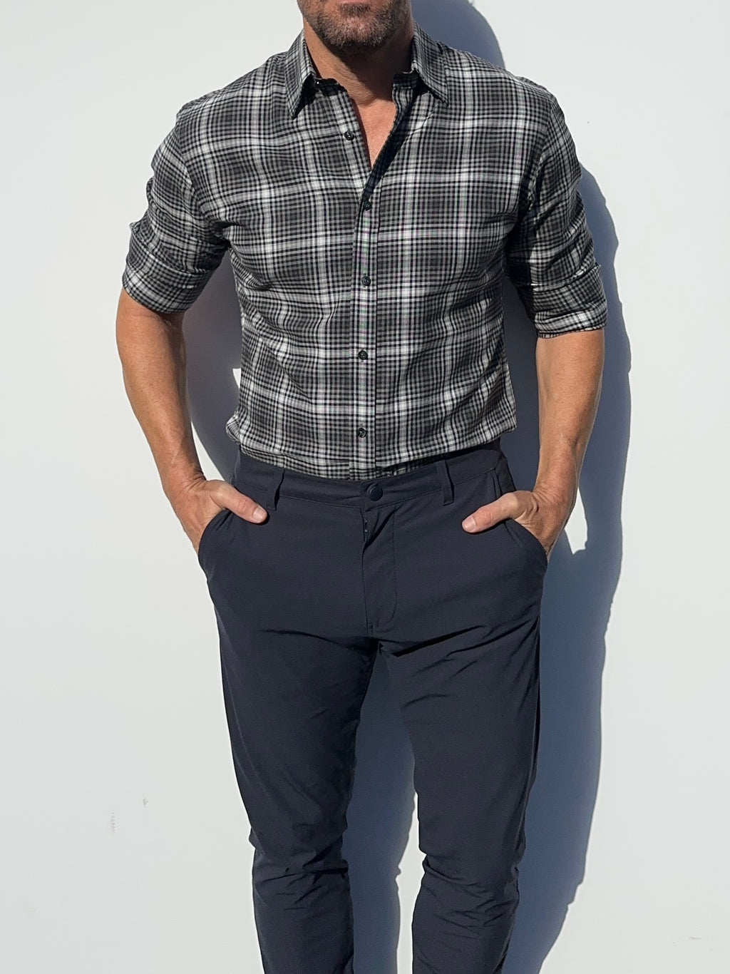 Black, White & Gray Glen Plaid Flannel - Gray Glen Plaid Flannel