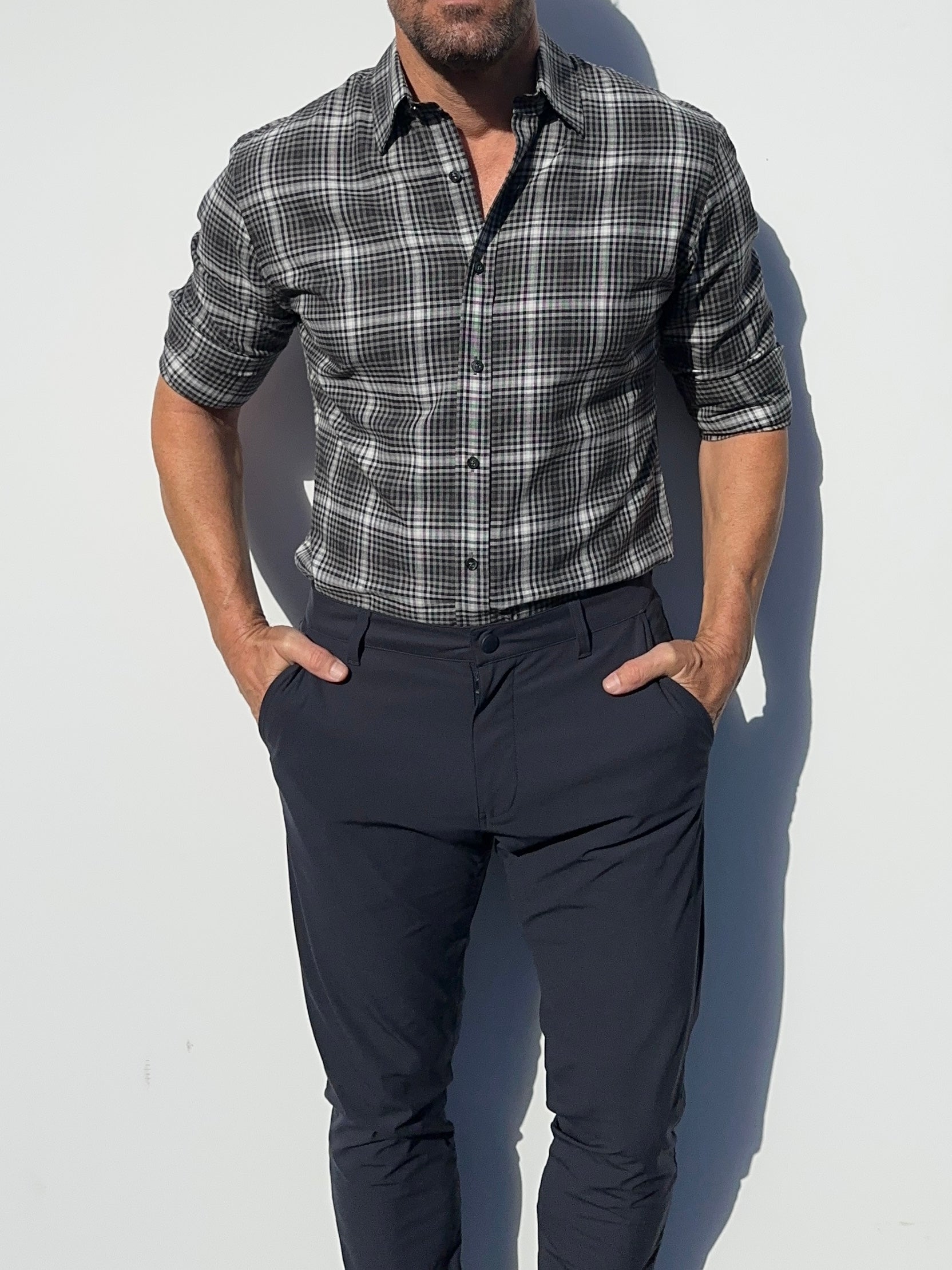 Black, White & Gray Glen Plaid Flannel - Gray Glen Plaid Flannel
