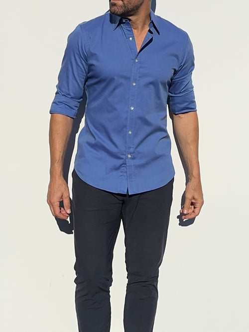 Stretch Royal Oxford - Cerulean Blue