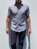 Basket Weave Print on Cotton - Navy Basket Weave