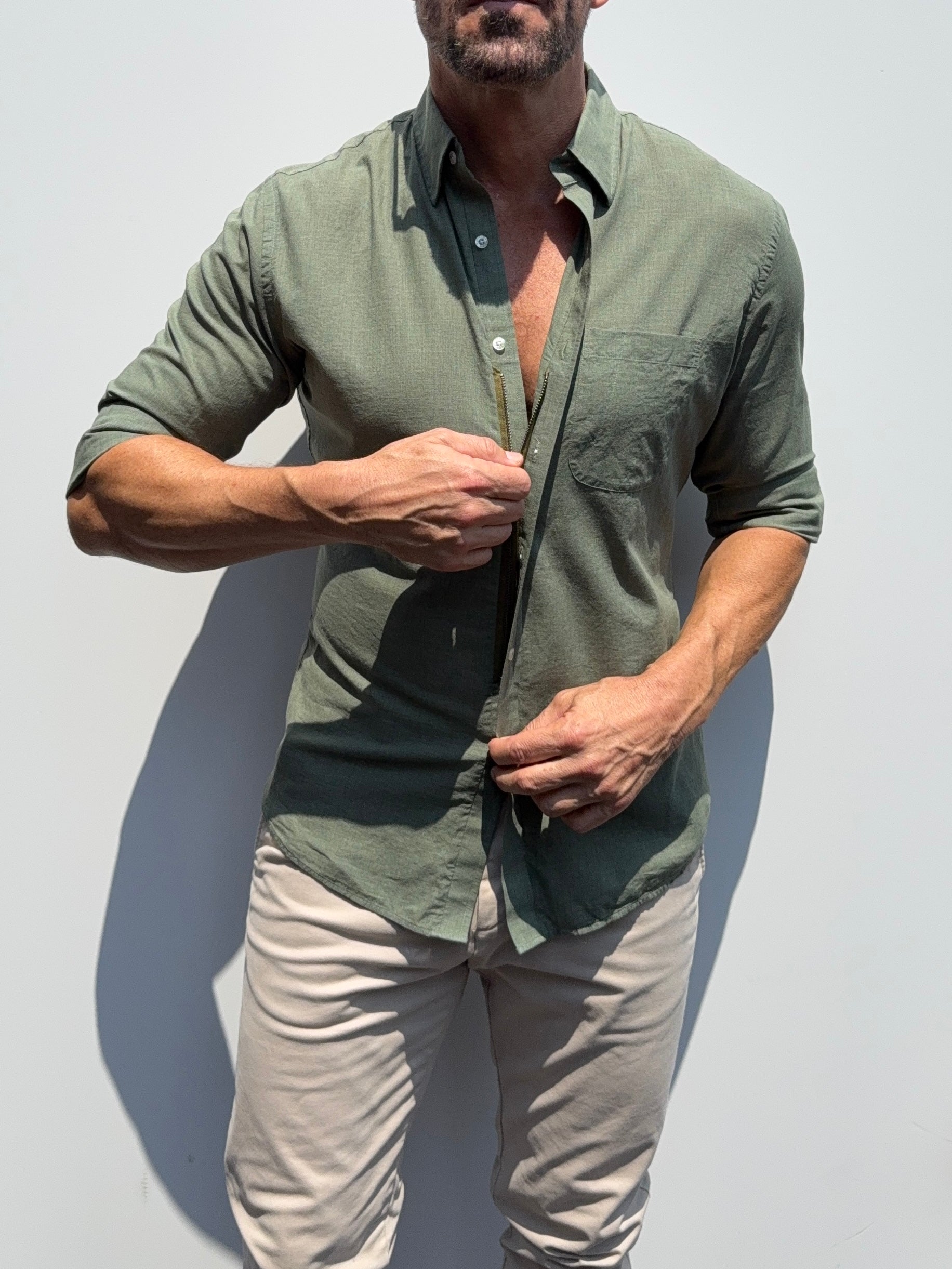 Super Lightweight Cotton- Long Sleeve - Moss Green