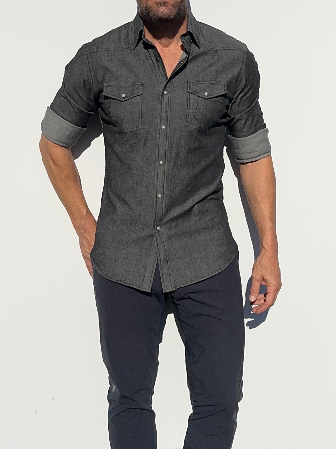 The Stretch Denim Western - Small Batch #292 Charcoal Denim