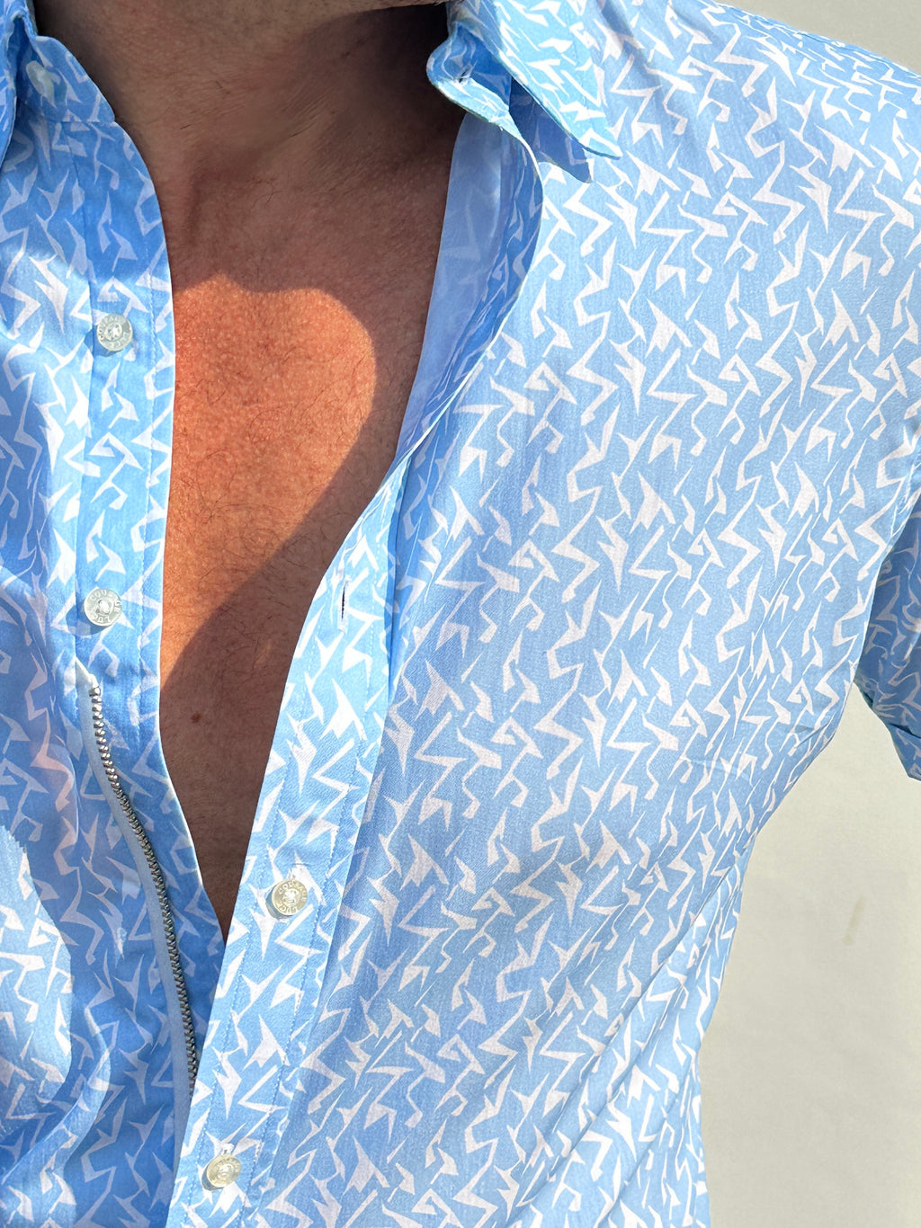Blue Lightning Party Shirt - Light Blue Lightning