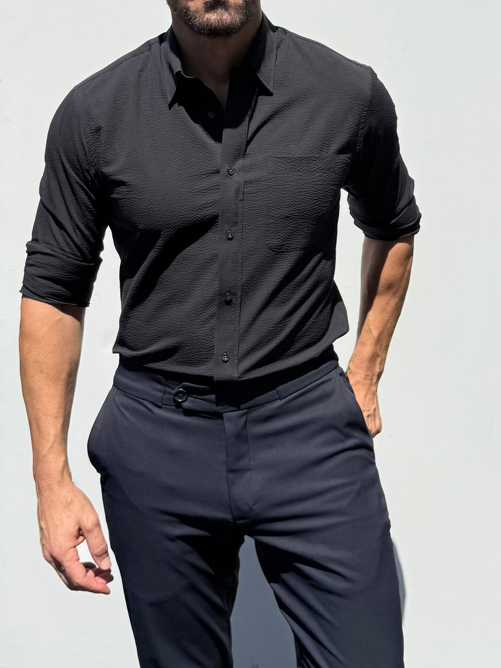 1-Pocket Seersucker - Black- Small Batch #691