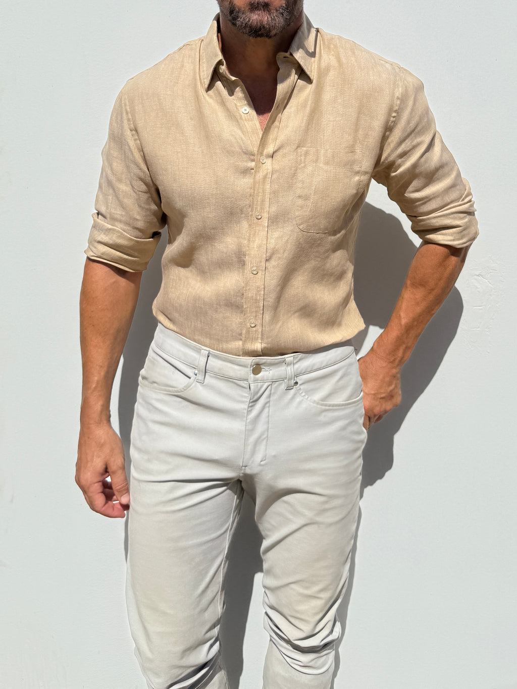 Long Sleeve 1-Pocket Linen - Desert Tan- Small Batch # 616