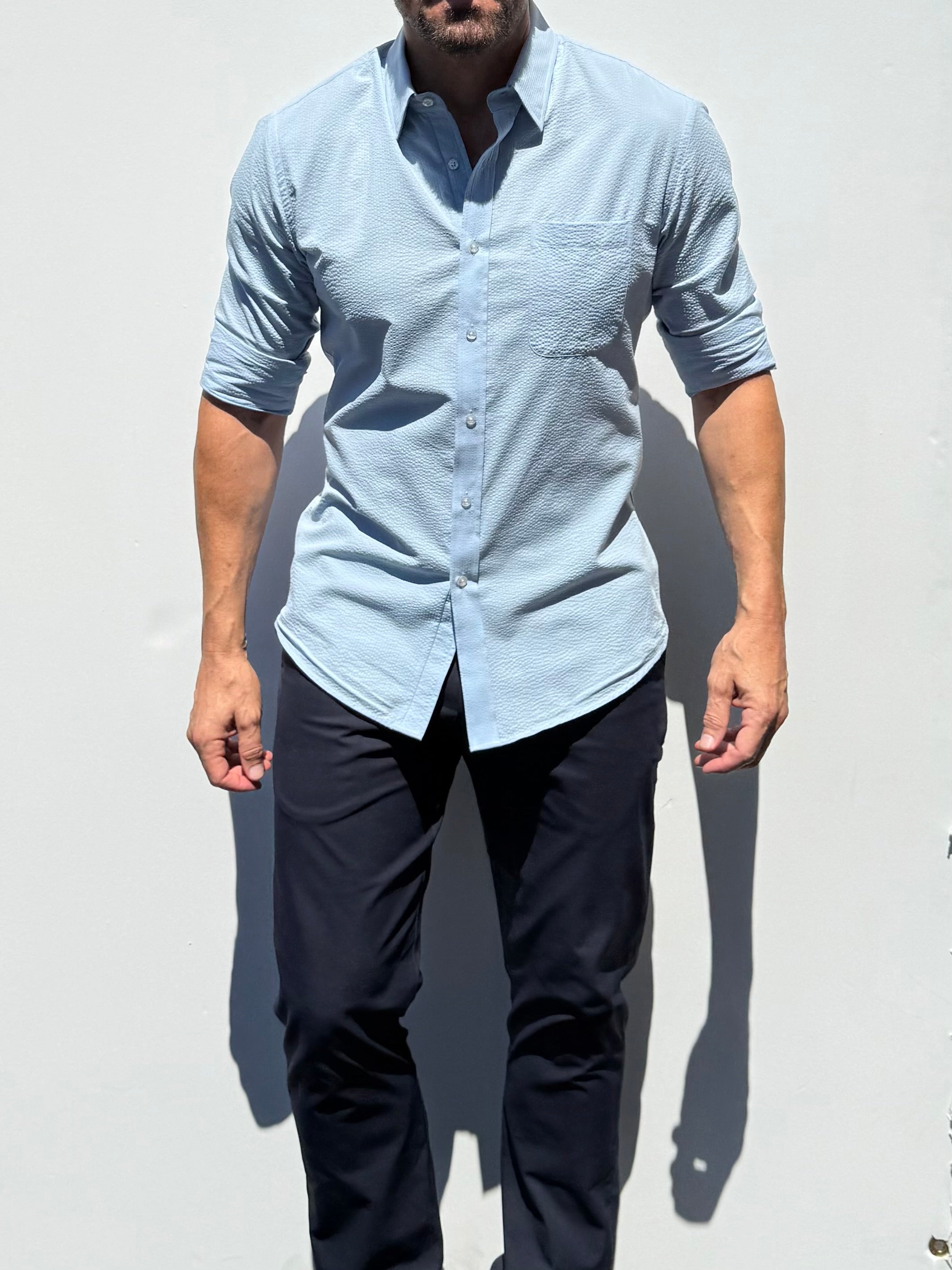 1-Pocket Seersucker - Light Blue- Small Batch #693