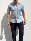 Seersucker Camp Collar- Light Blue- Small Batch #696