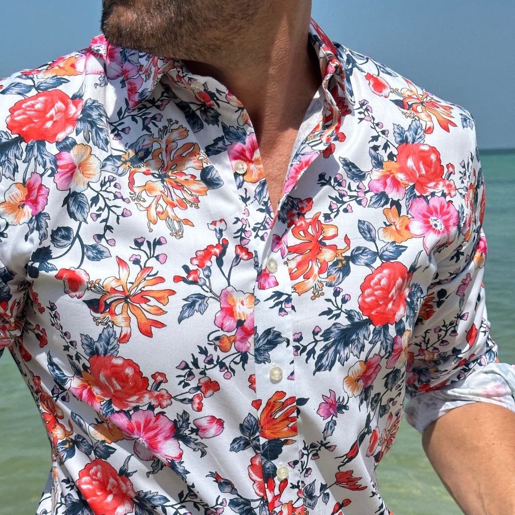 Rose Garden Party Shirt - Rose Garden on White