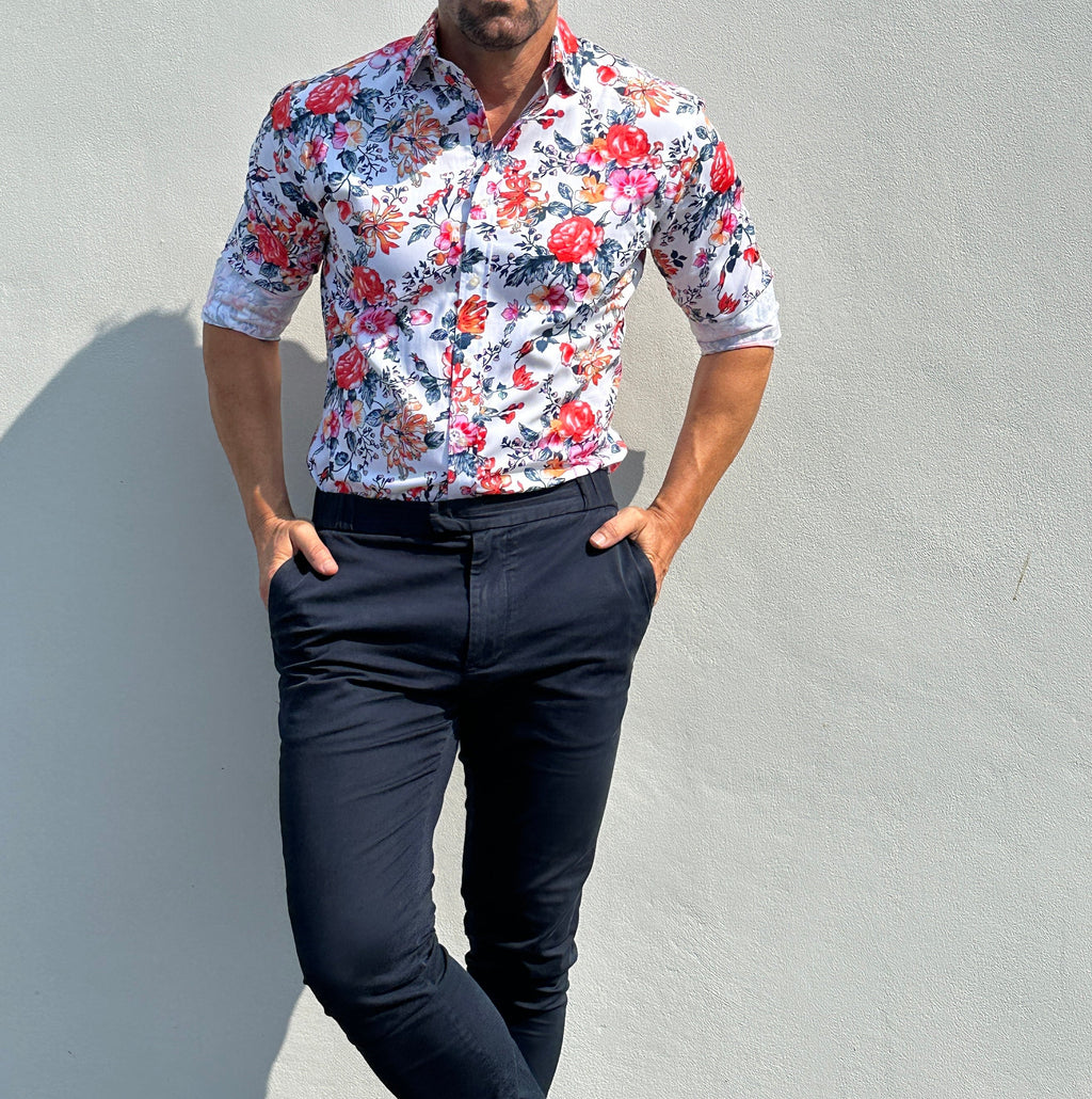 Rose Garden Party Shirt - Rose Garden on White