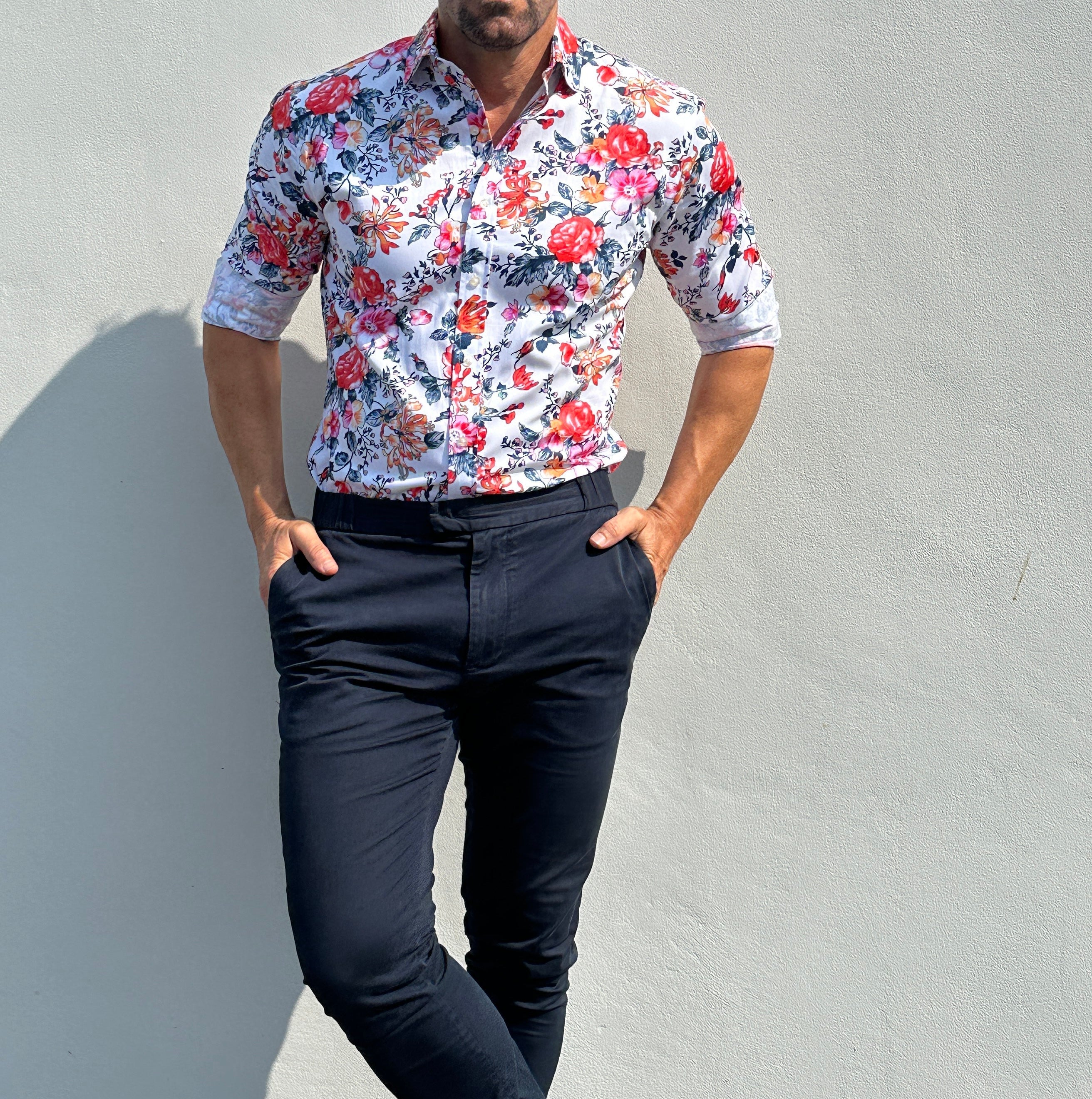 Rose Garden Party Shirt - Rose Garden on White