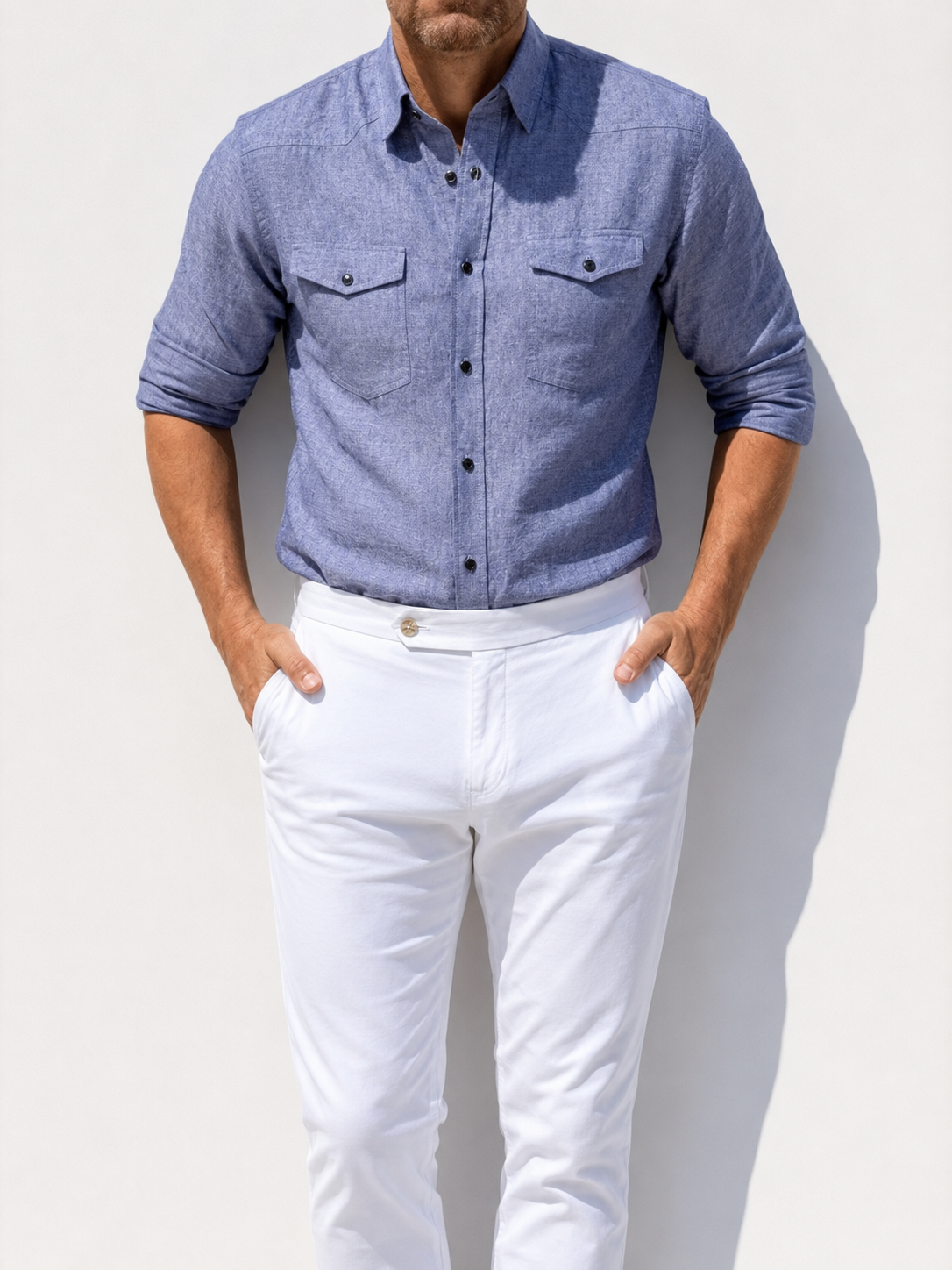 Linen Blend Western - Indigo- Small Batch #670
