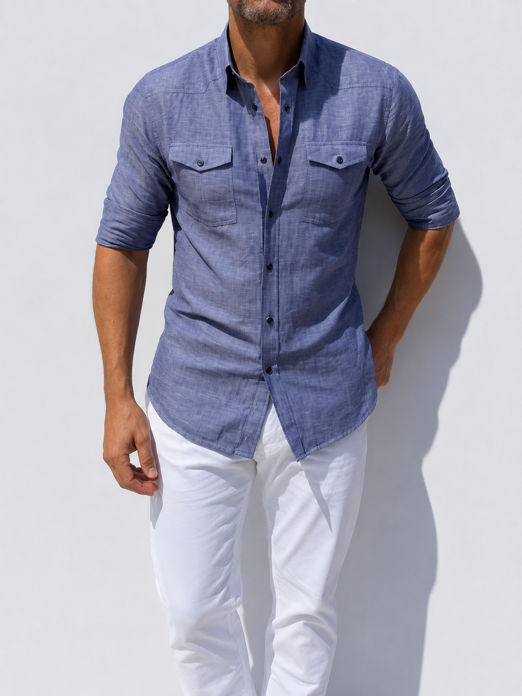 Linen Blend Western - Indigo- Small Batch #670