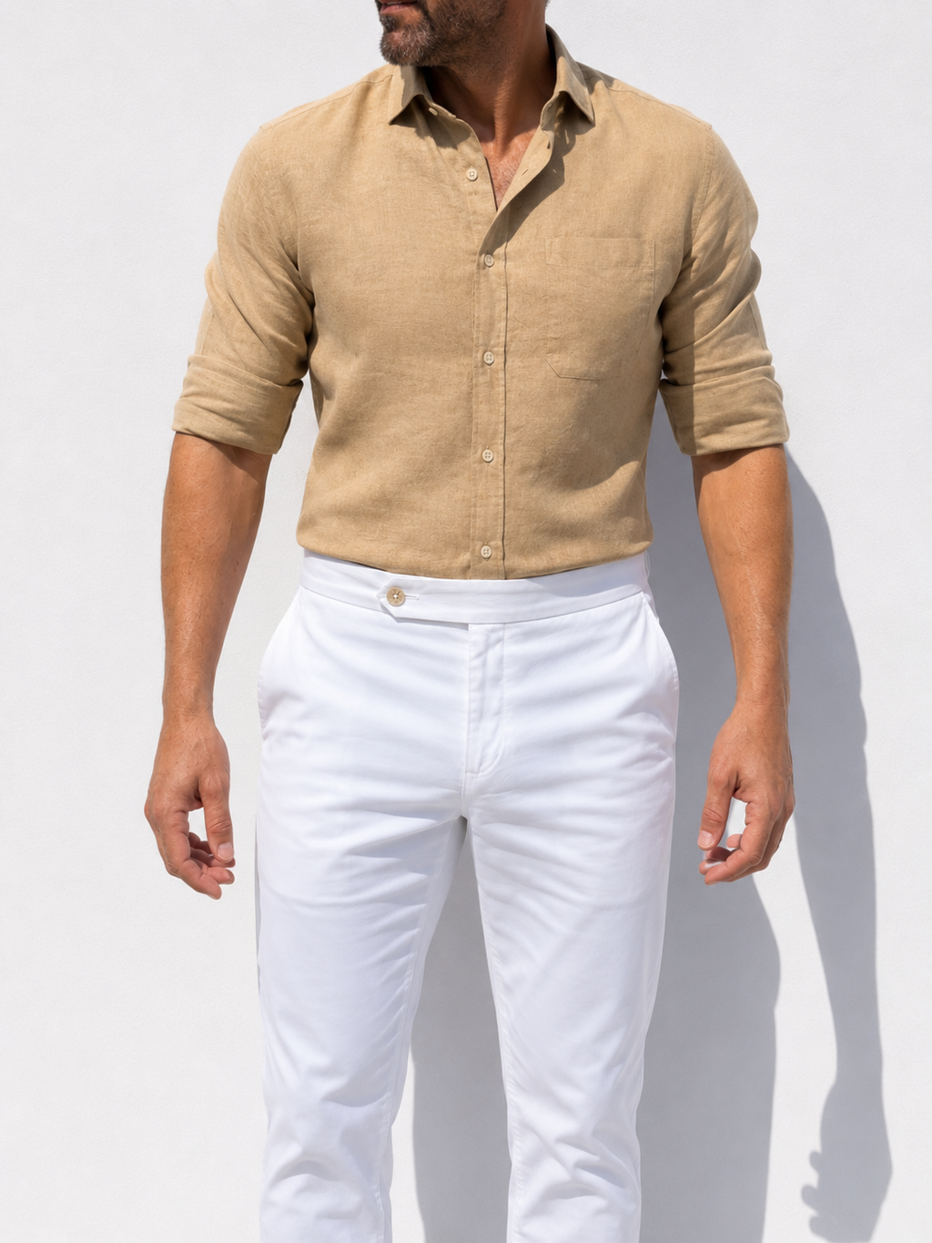Long Sleeve 1-Pocket Robust Linen - Desert Tan- Small Batch #664