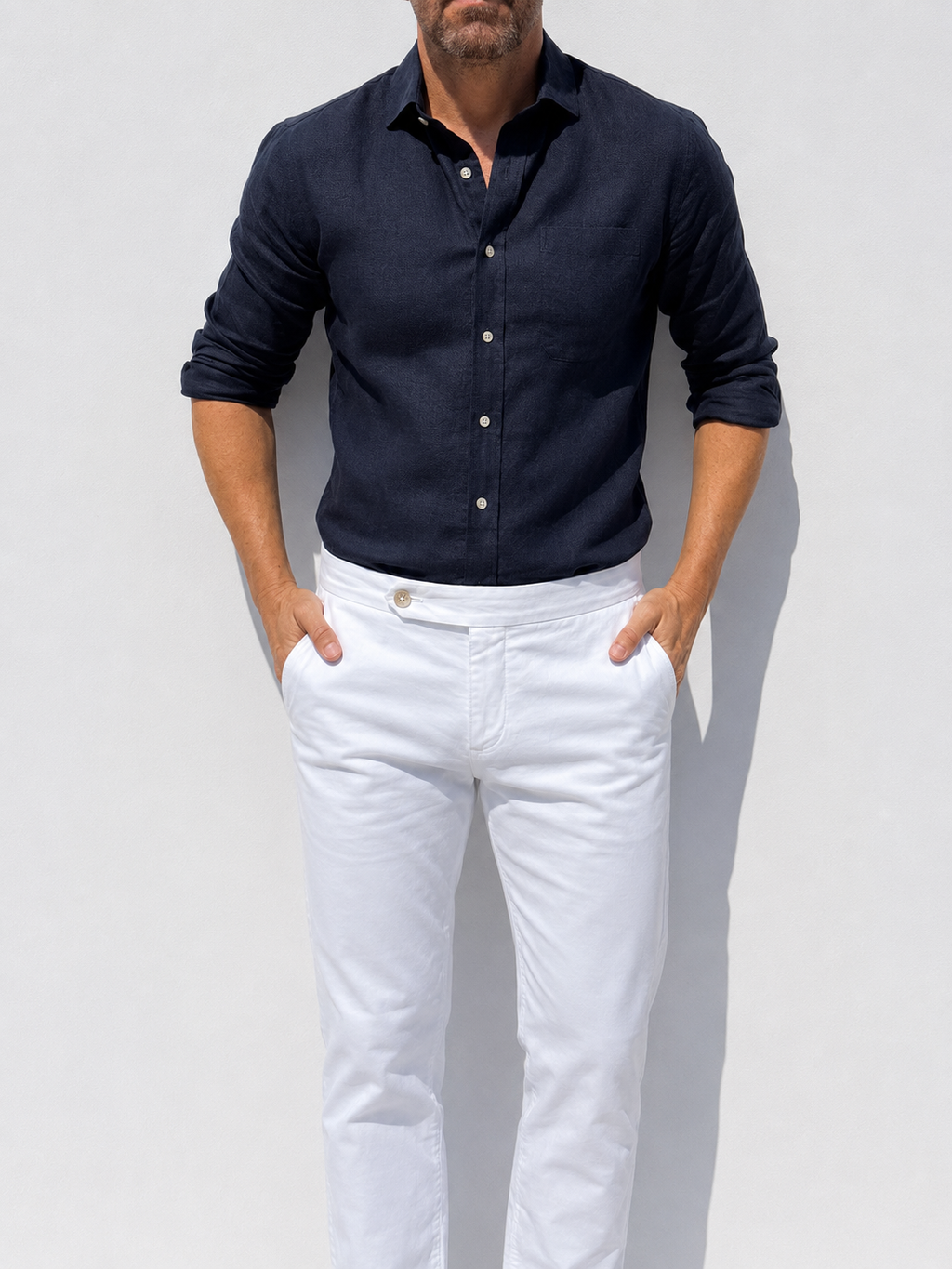 Long Sleeve 1-Pocket Robust Linen - Midnight Blue- Small Batch #666