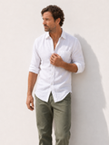Long Sleeve 1-Pocket Robust Linen - White- Small Batch #665