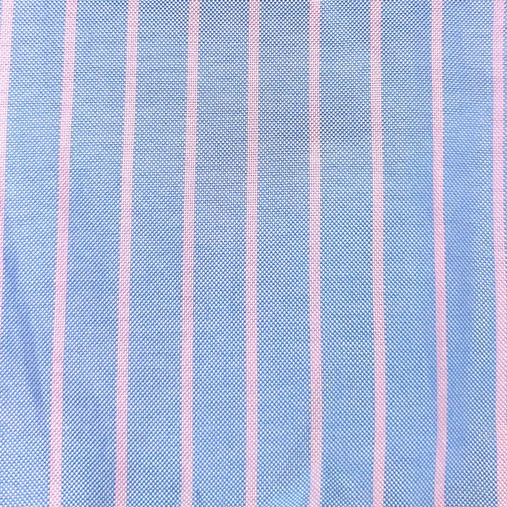 Short Sleeve Striped Oxford - Light Blue Pink Stripe