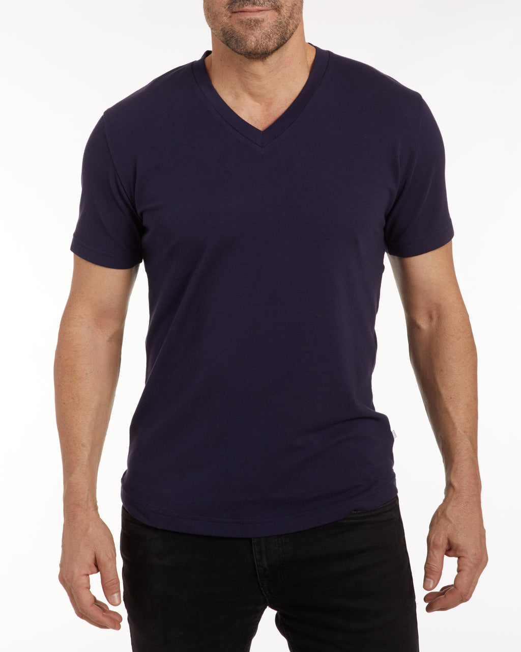 V-Neck T-shirt in Tedra™ - Navy