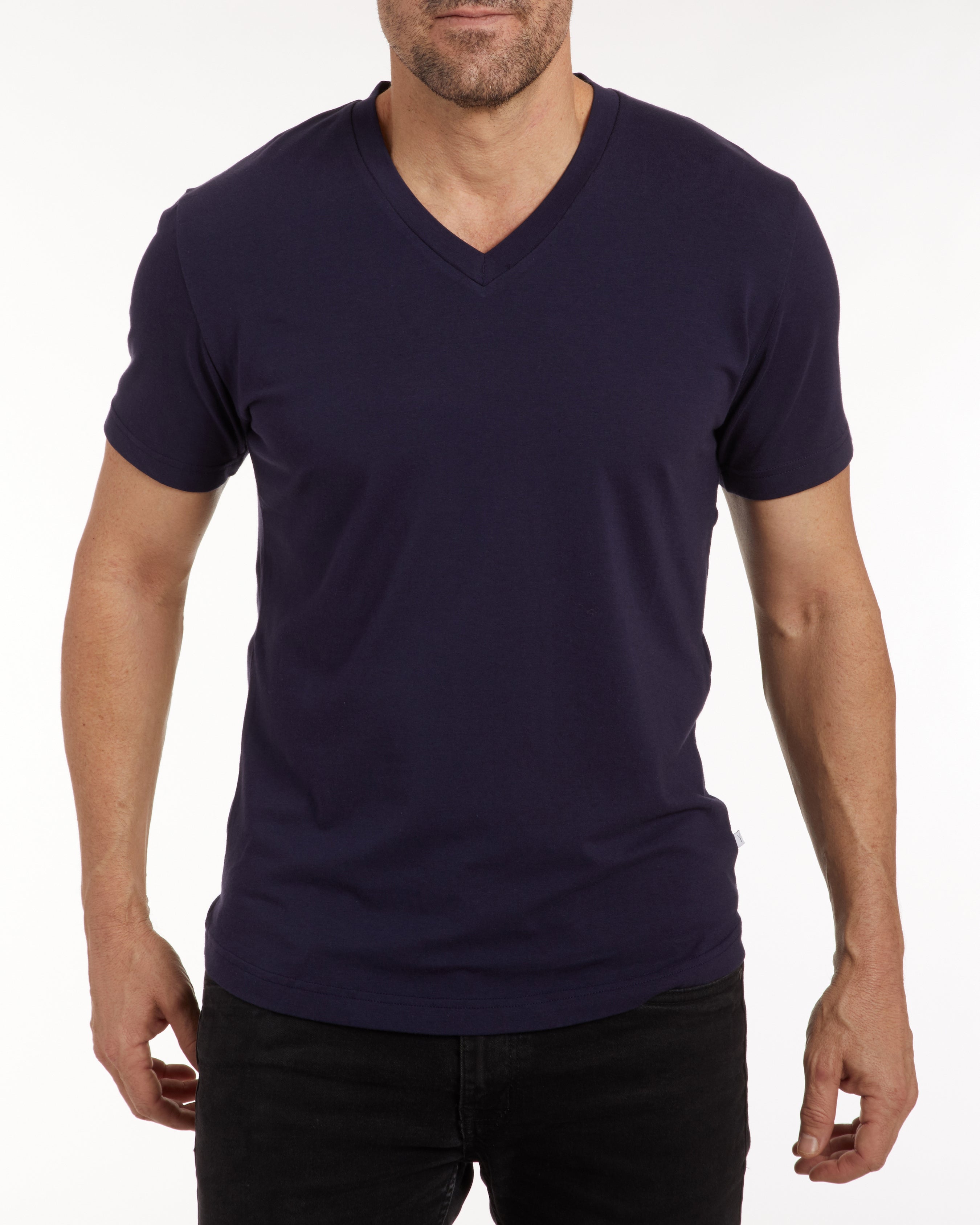 V-Neck T-shirt in Tedra™ - Navy
