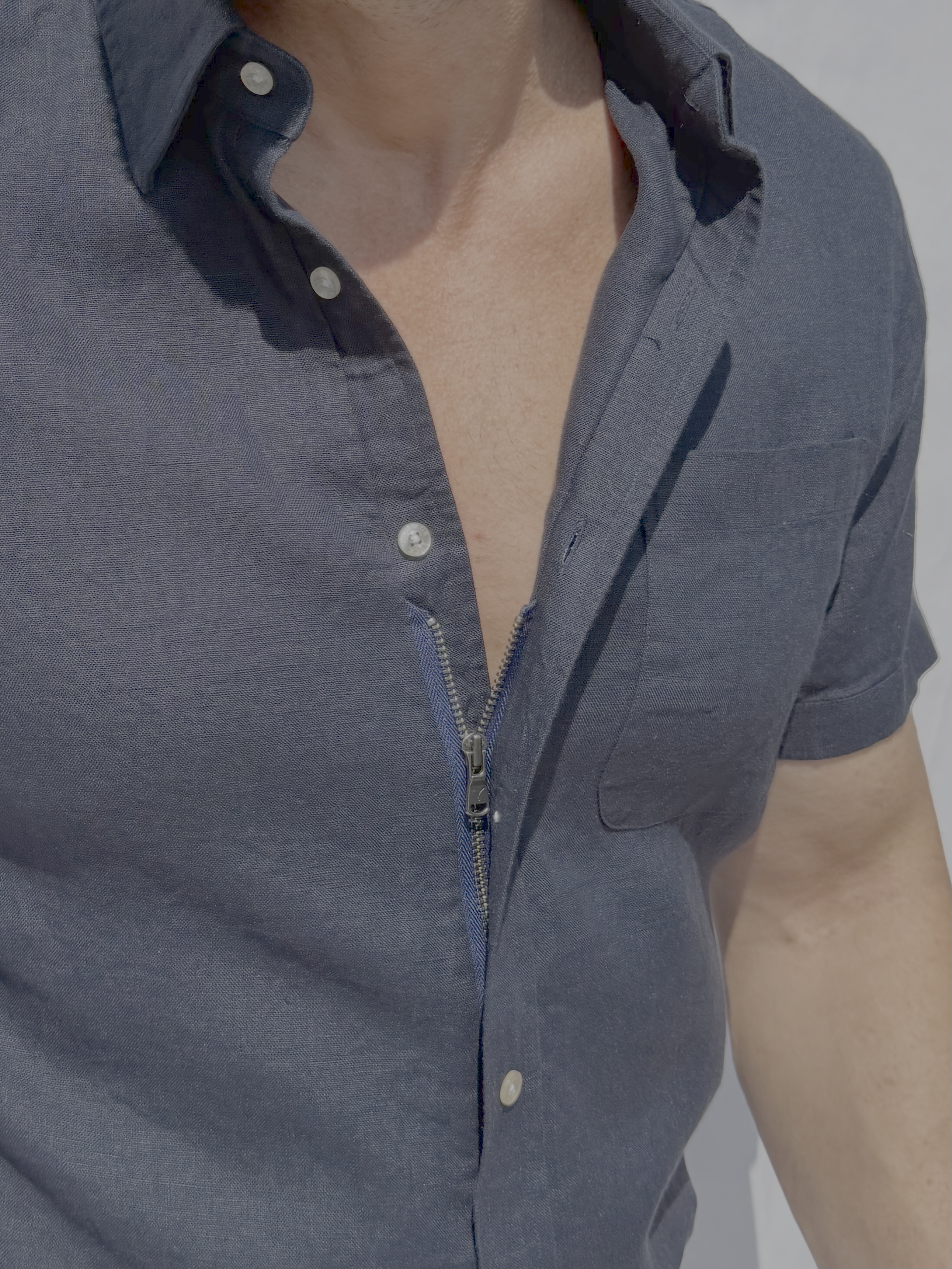 Short Sleeve 1-Pocket Robust Linen - Eclipse Navy