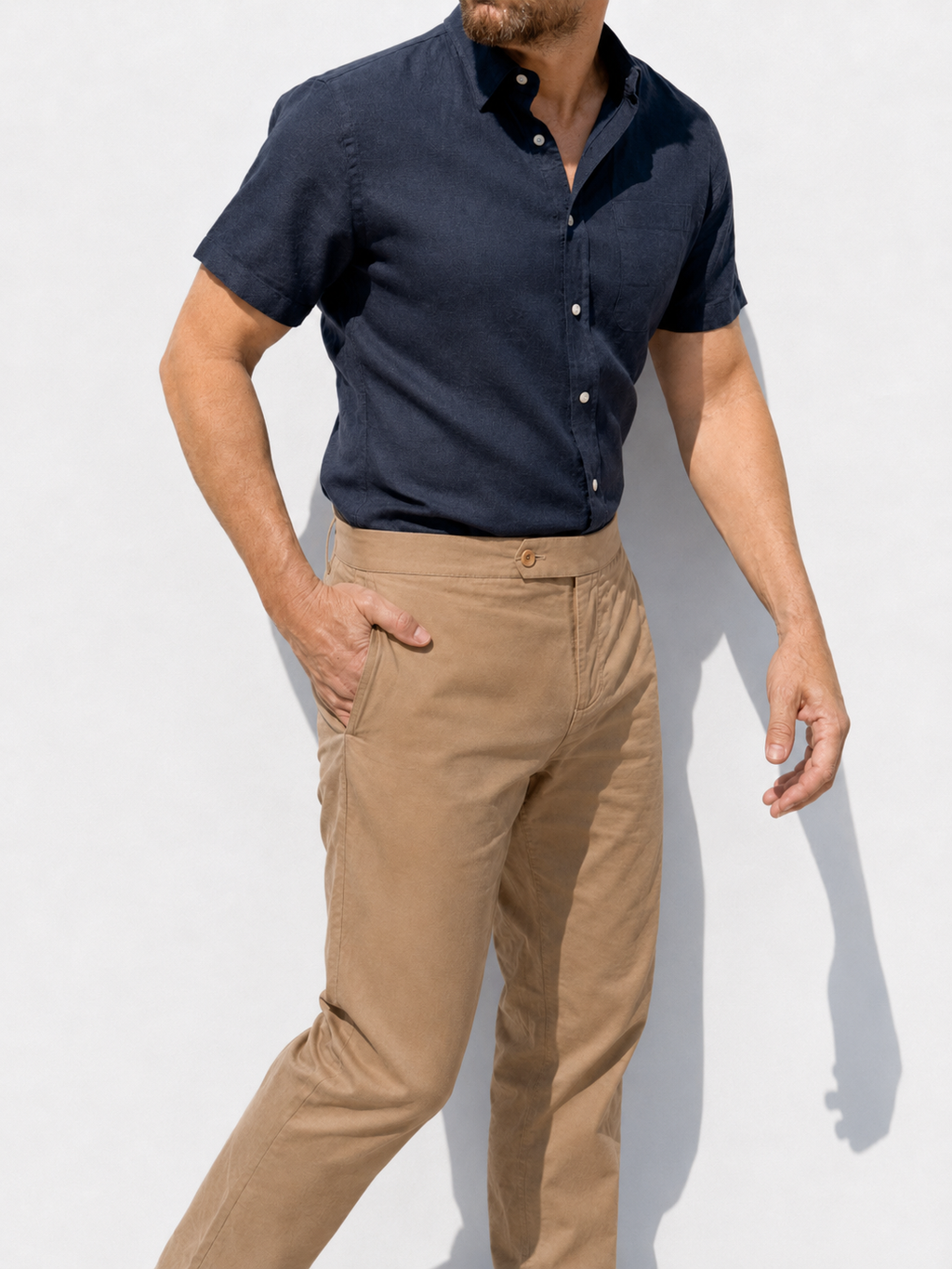Short Sleeve 1-Pocket Robust Linen - Eclipse Navy